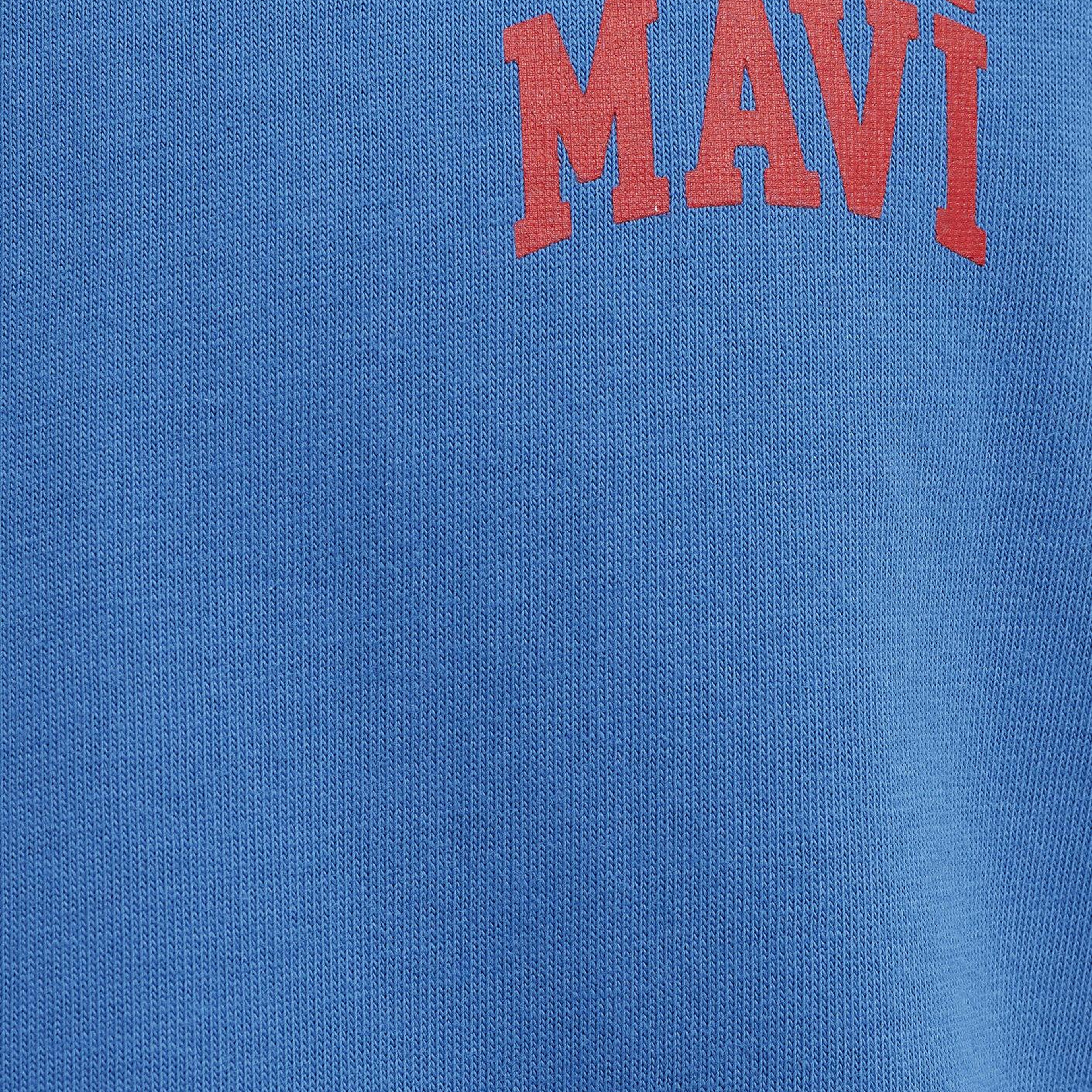 Mavi Mavi Logo Baskılı Biye Detaylı Mavi Tişört Loose Fit / Bol Rahat Kesim 0613557-91761