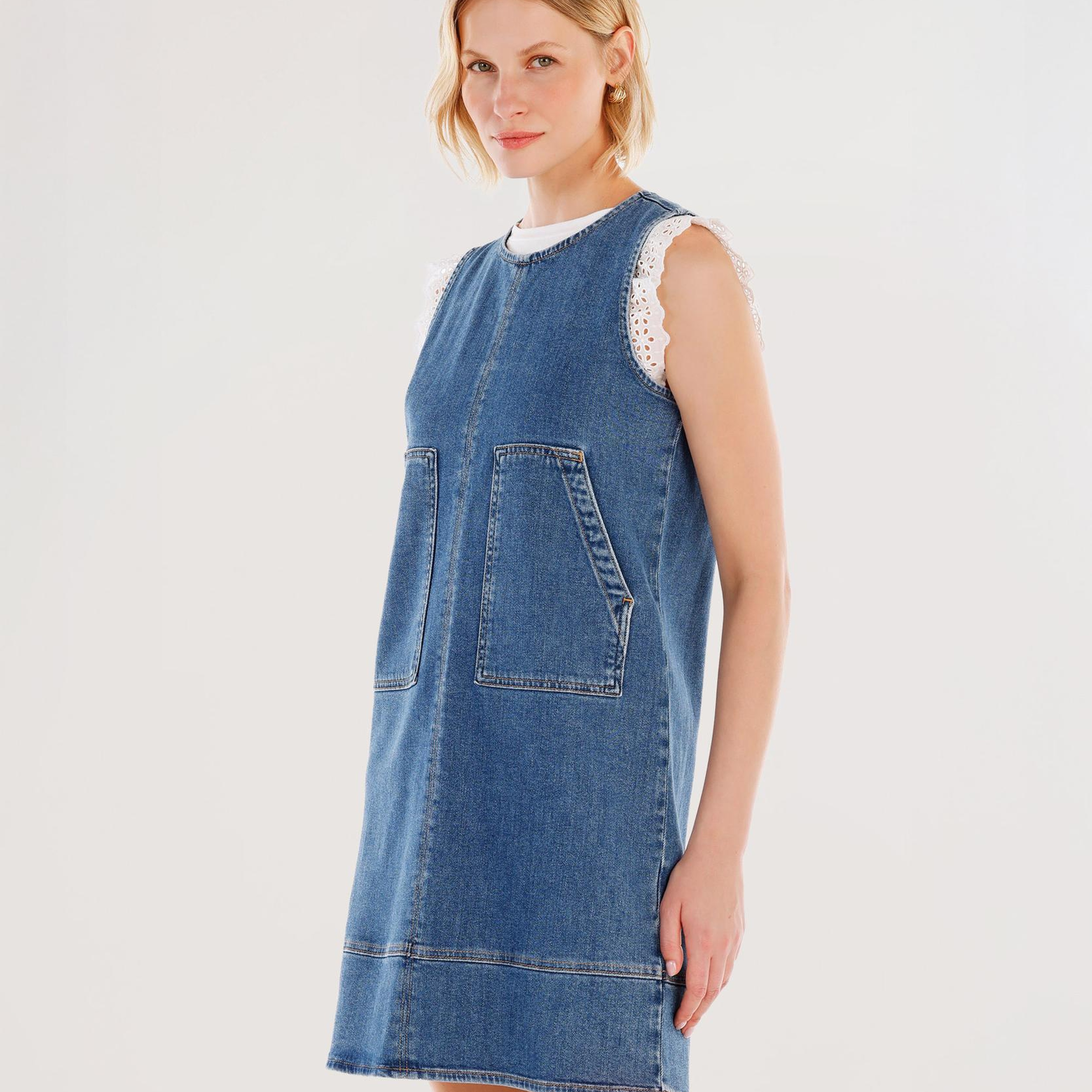 YARGICI Cepli Kısa Denim Elbise