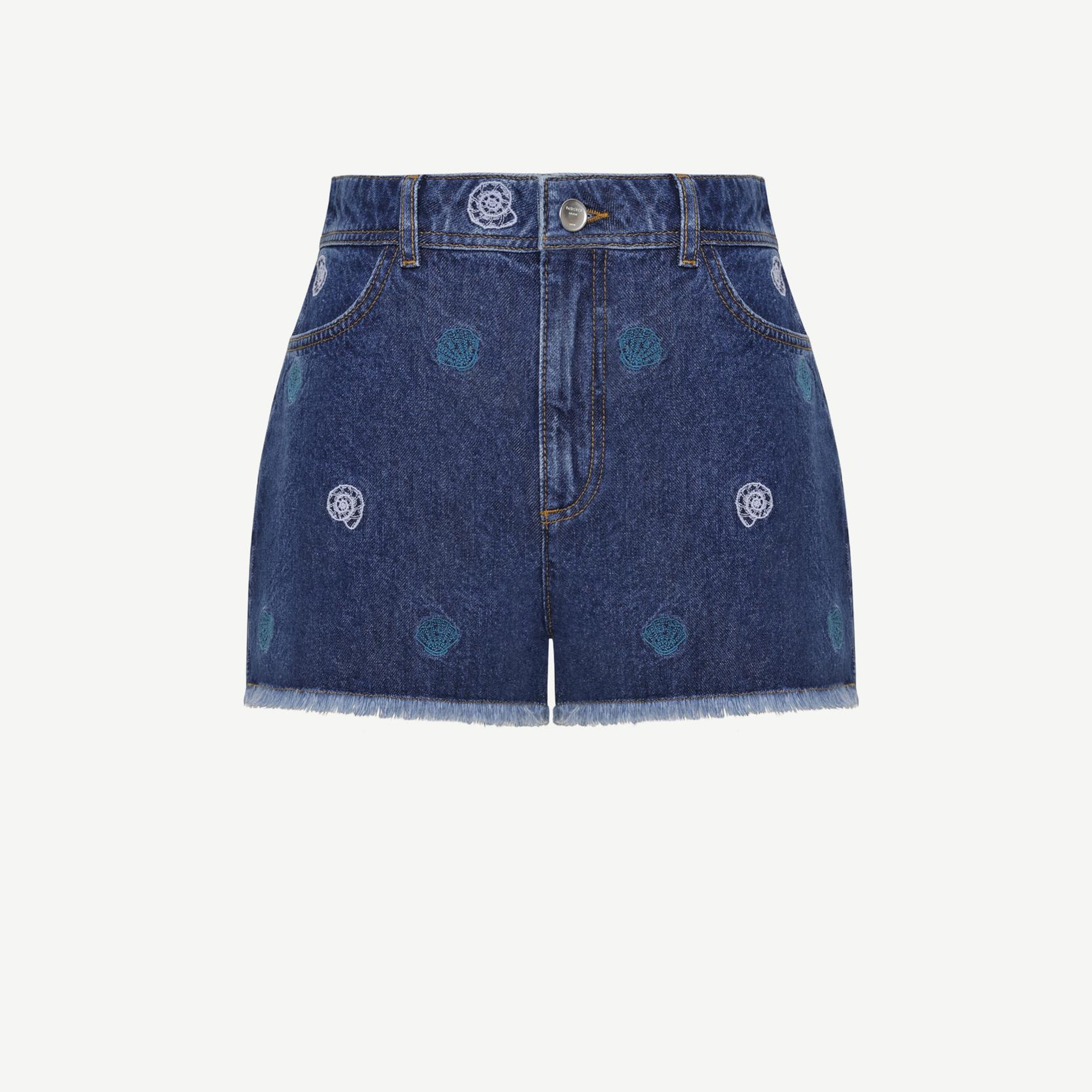 YARGICI Nakış Detaylı Denim Şort