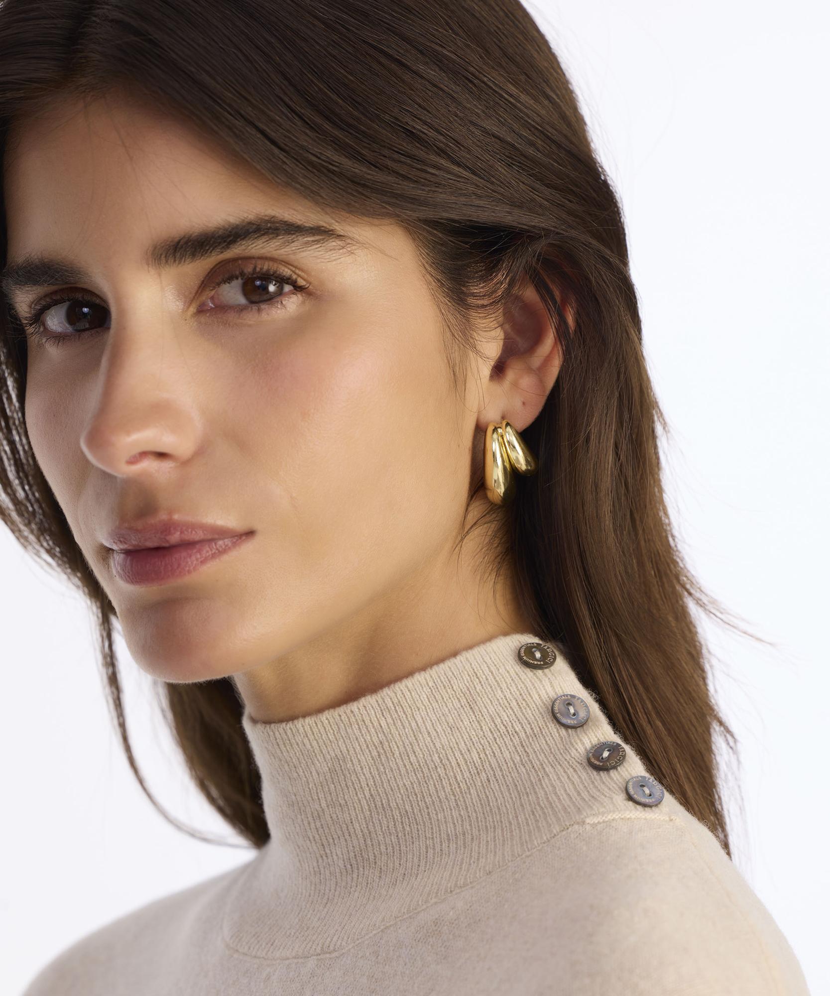 YARGICI Yün Kaşmir Geniş Dik Yaka Kısa Kol Kazak