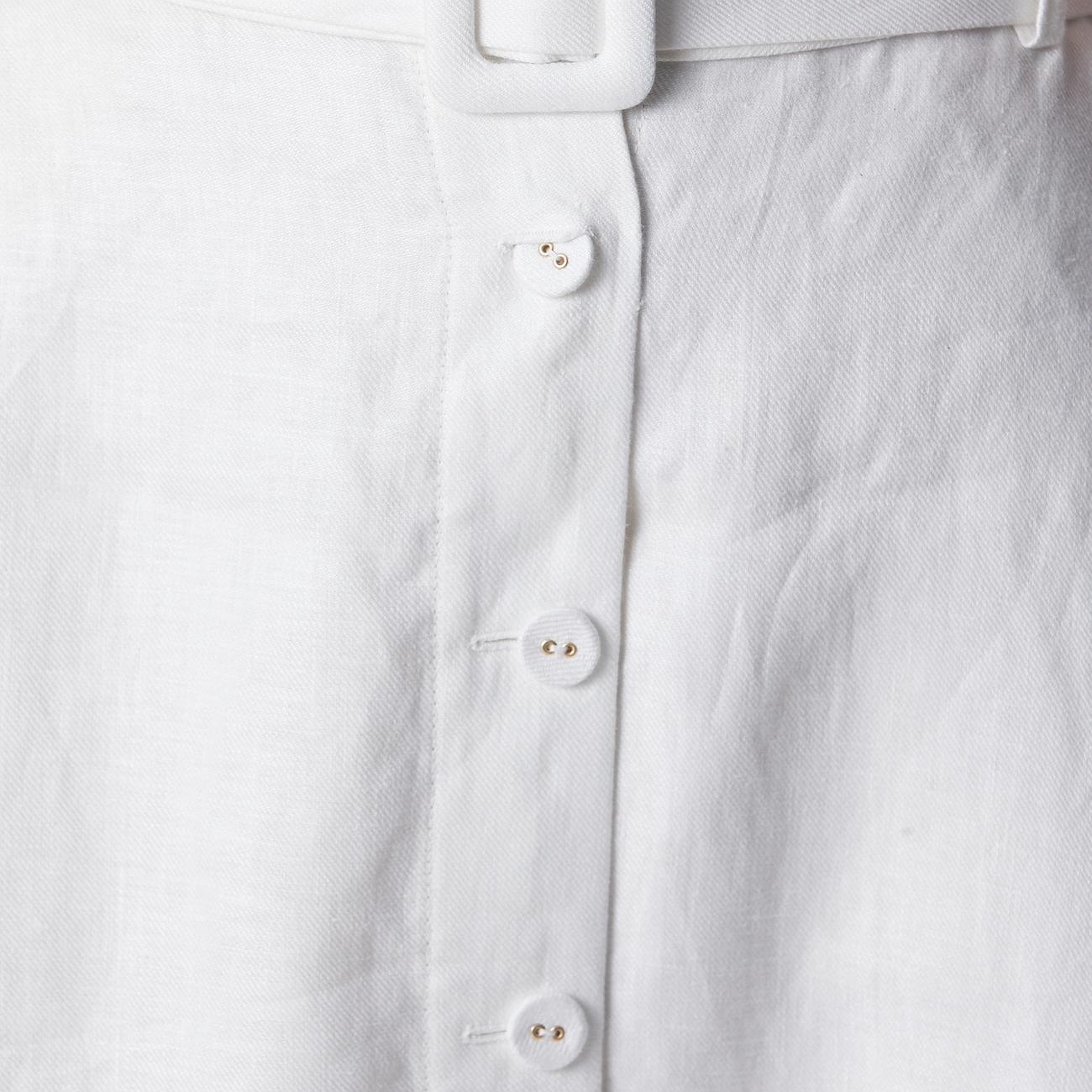Network Kadın Kırık Beyaz Düğmeli Keten Midi Etek