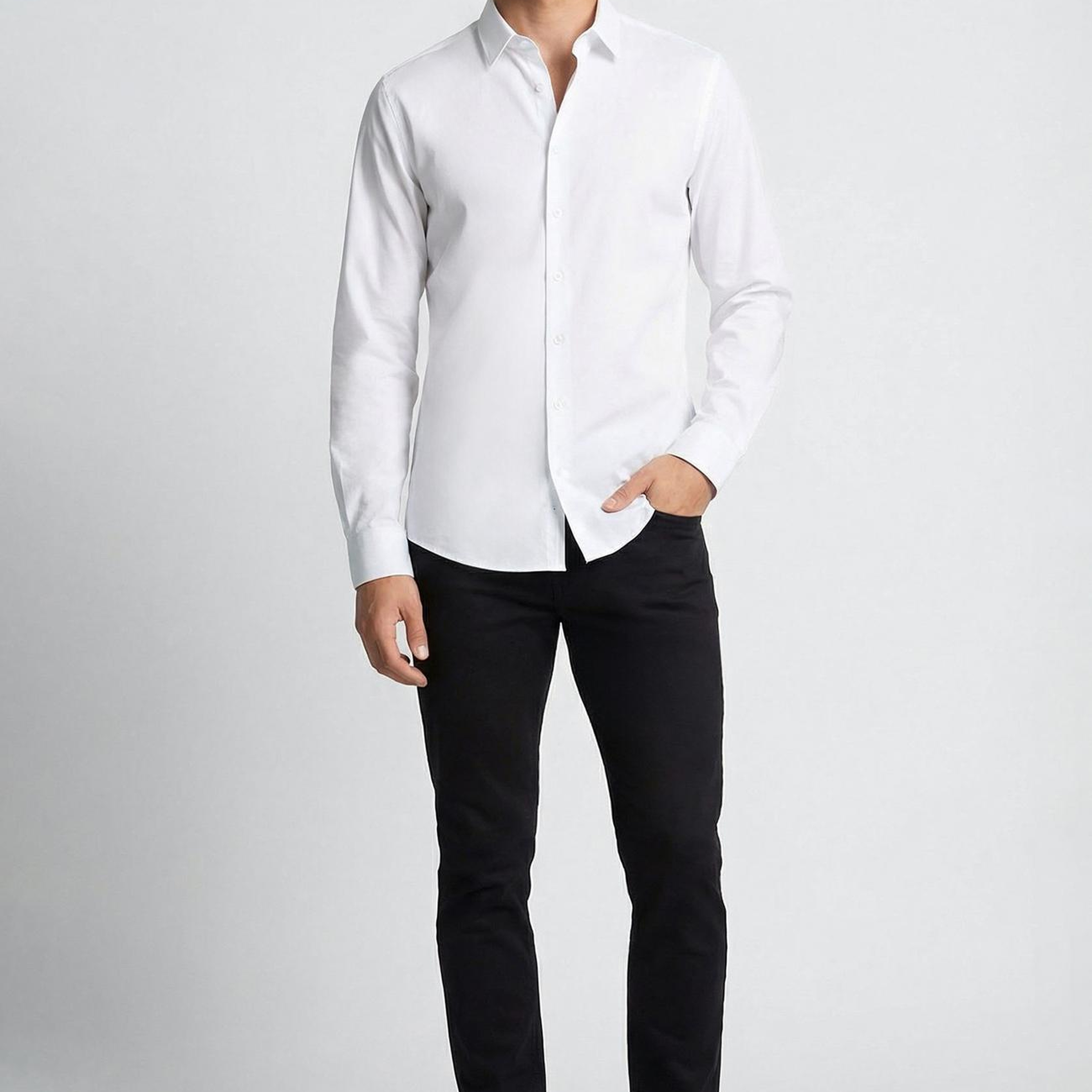 Network Erkek Slim Fit Beyaz Lycralı Cotton Petek Desen Gömlek