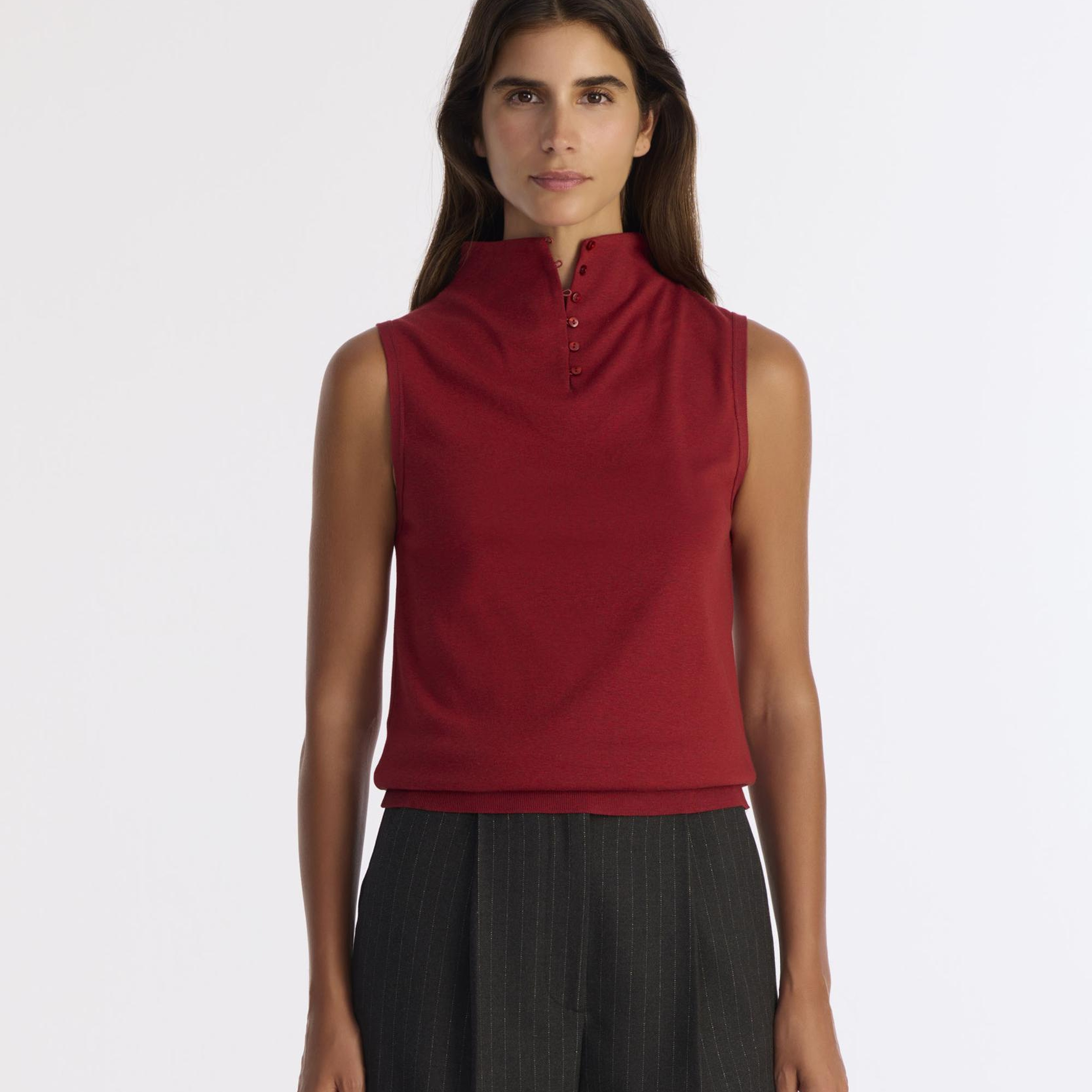 YARGICI Regular Yarım Balıkçı Yaka Kolsuz Kol Kazak