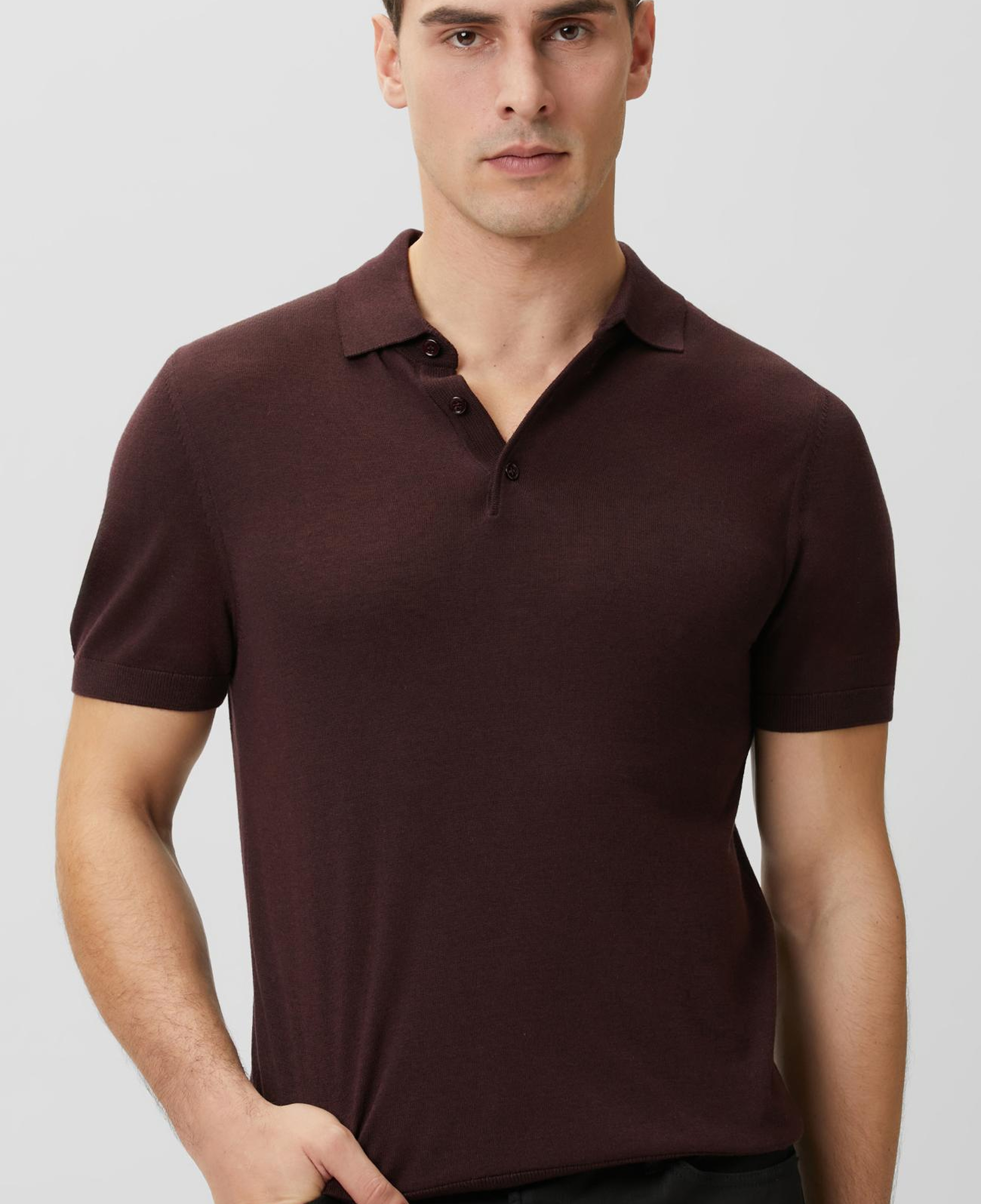 Network Erkek Bordo Polo Yaka Basic Triko Kazak
