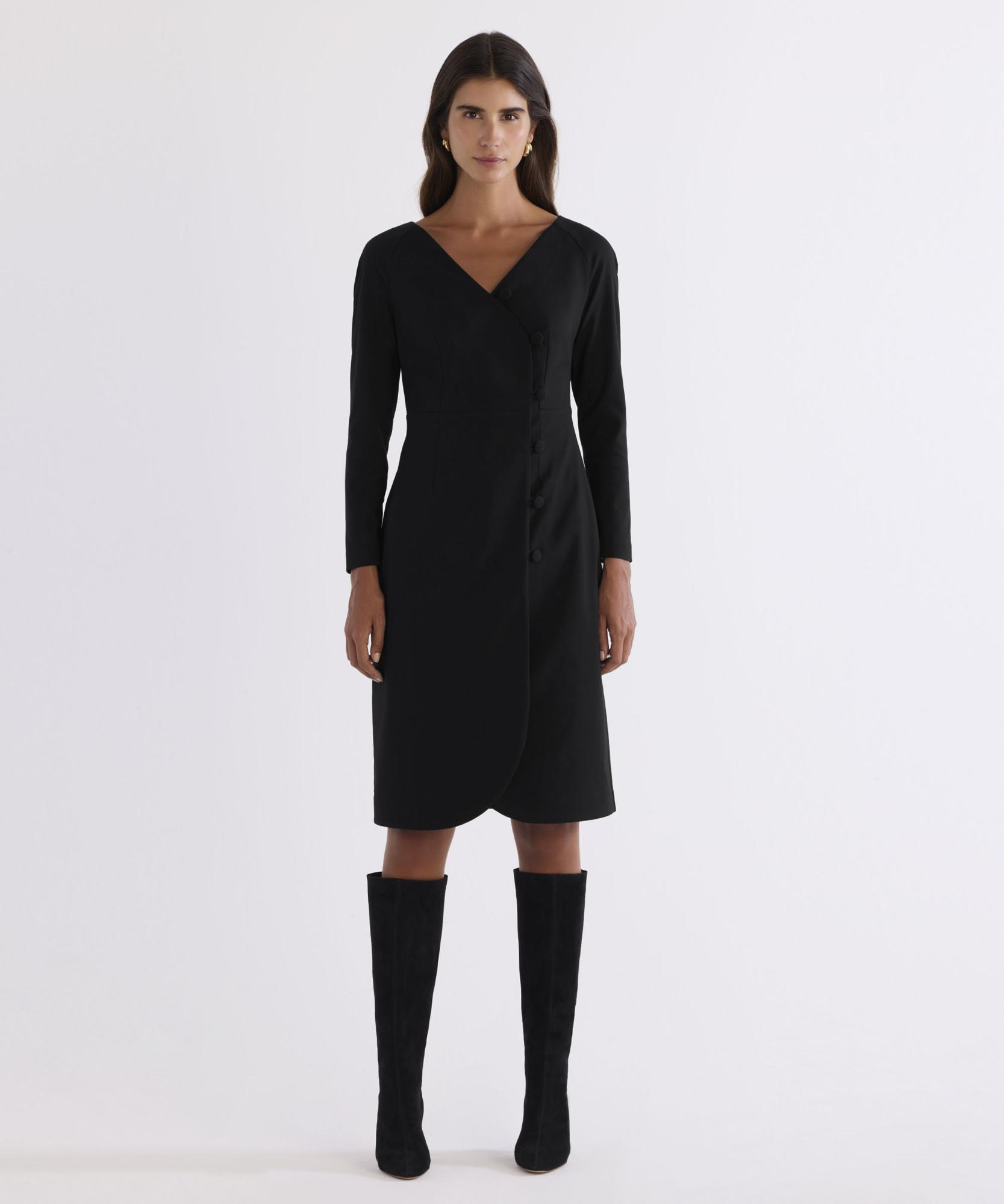 YARGICI Düğmeli Dizaltı Elbise