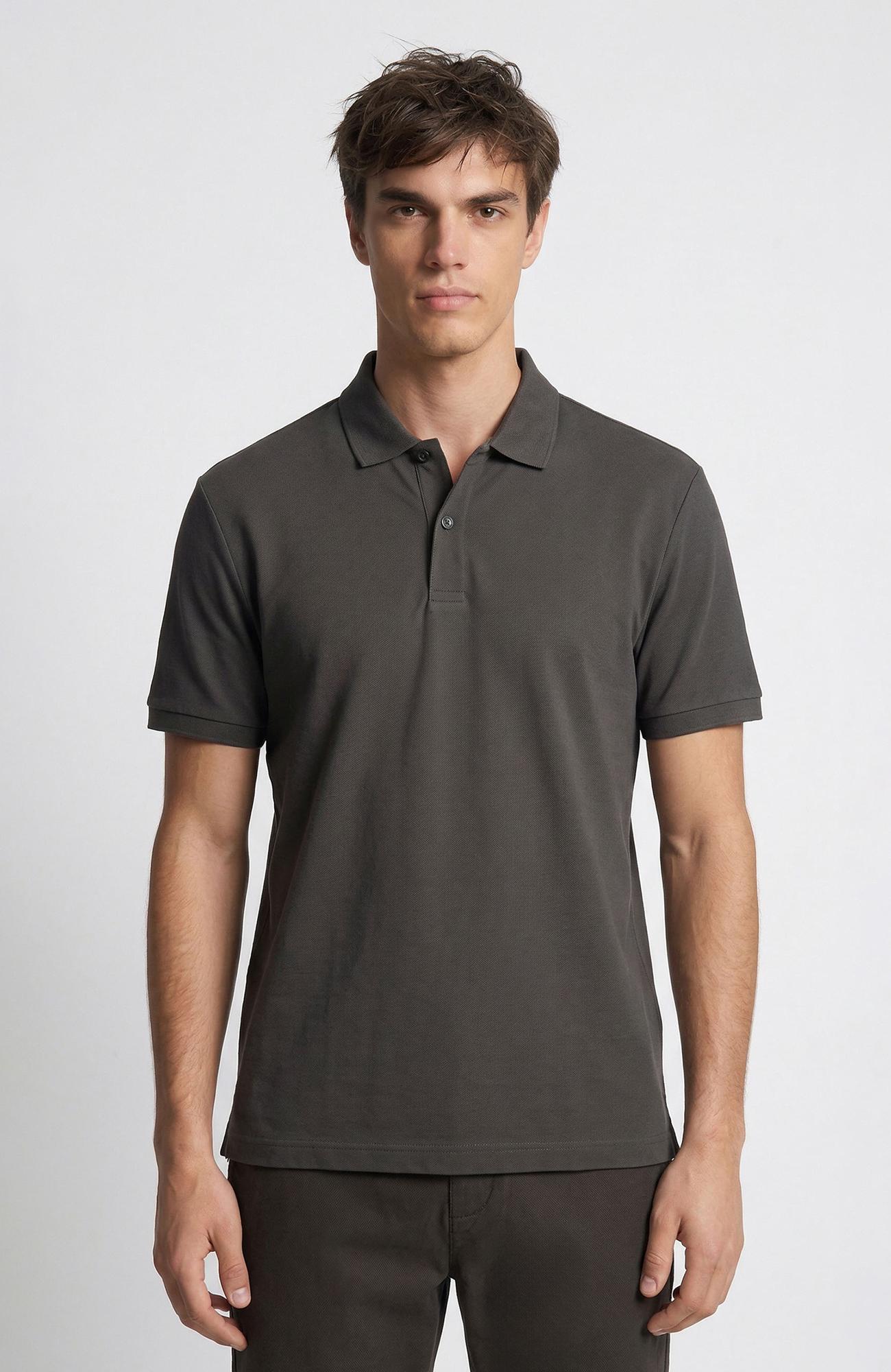 Network Erkek Haki Polo Yaka Pike T-shirt