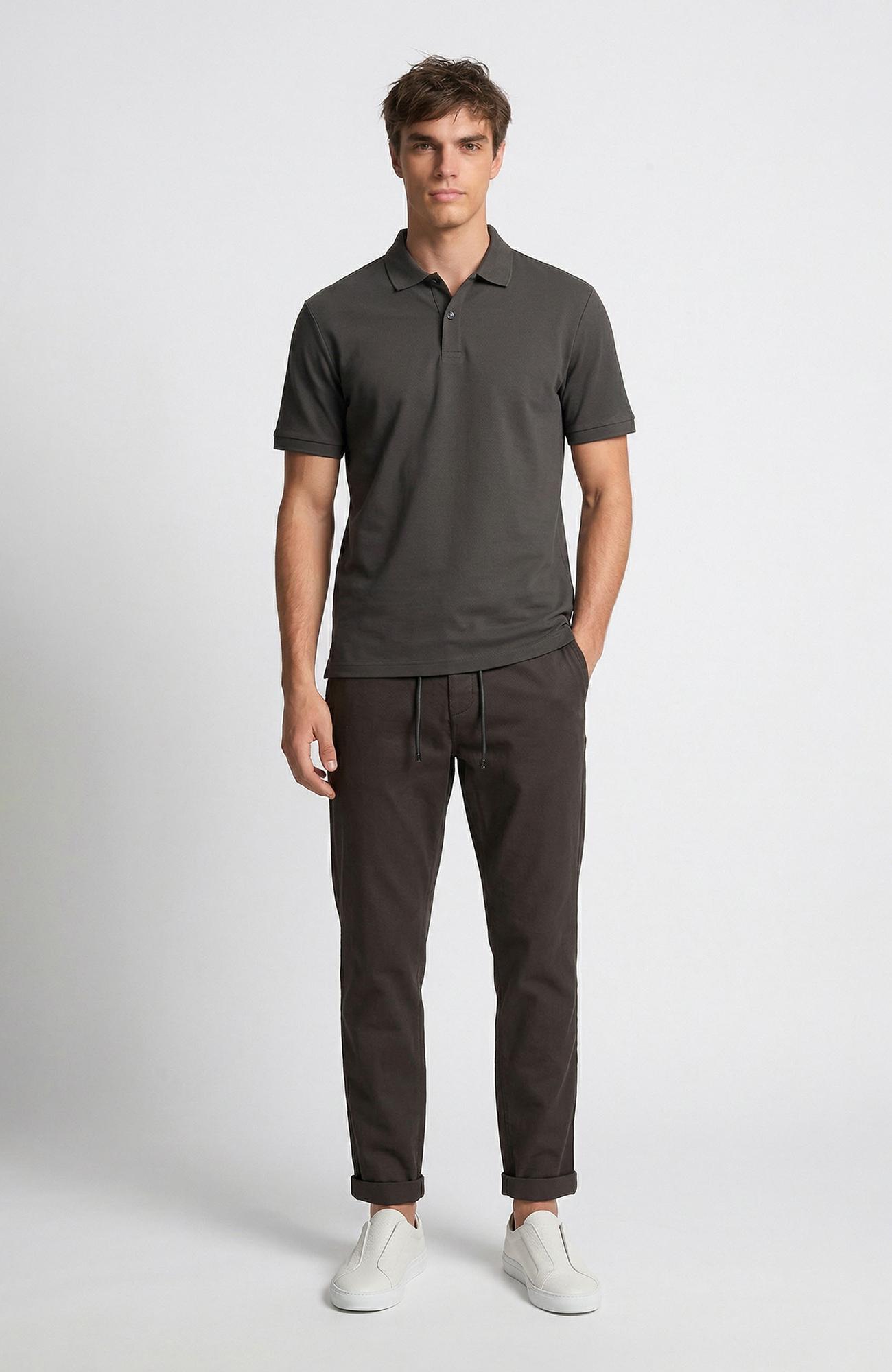 Network Erkek Haki Polo Yaka Pike T-shirt