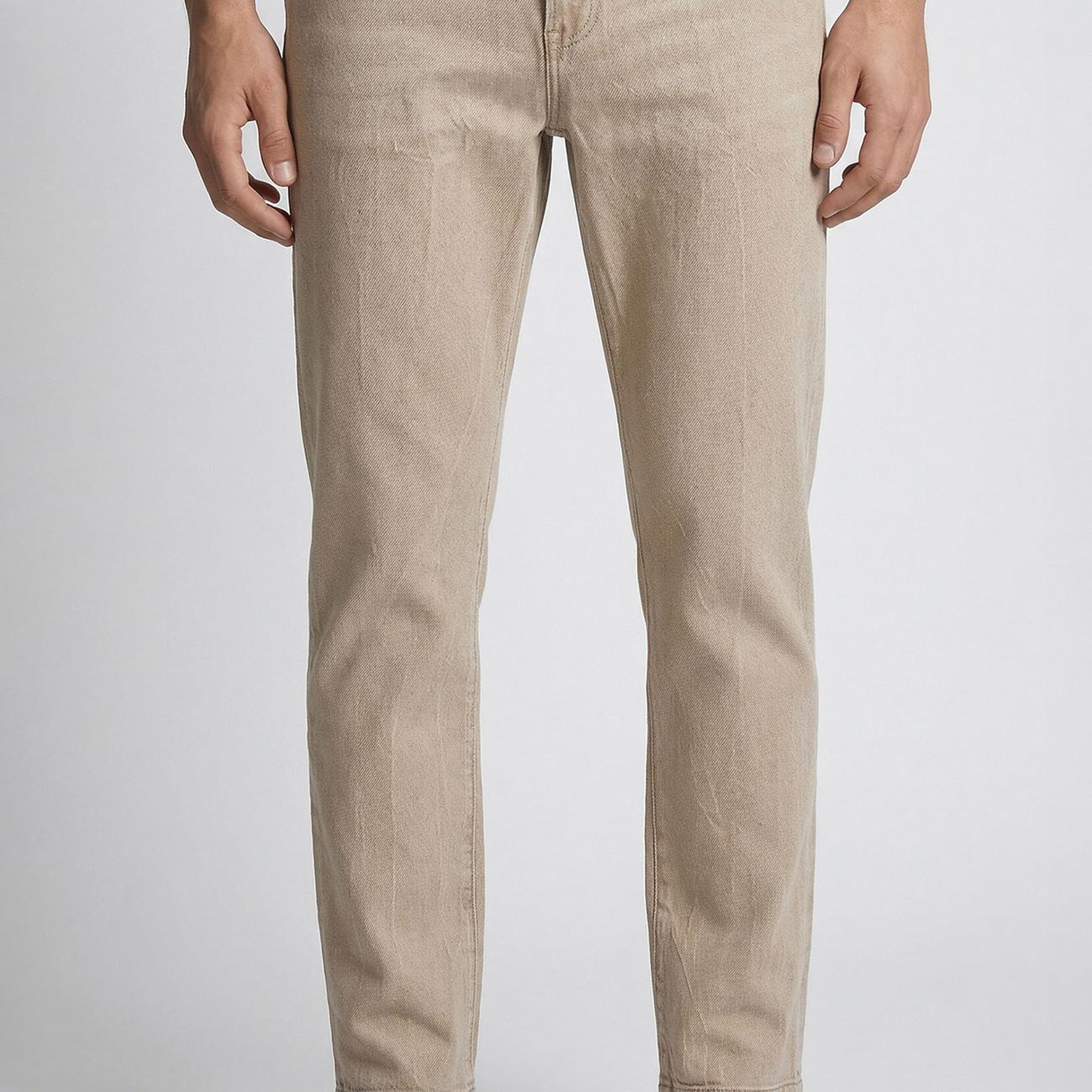 Network Erkek Bej Düz Paça Denim Pantolon