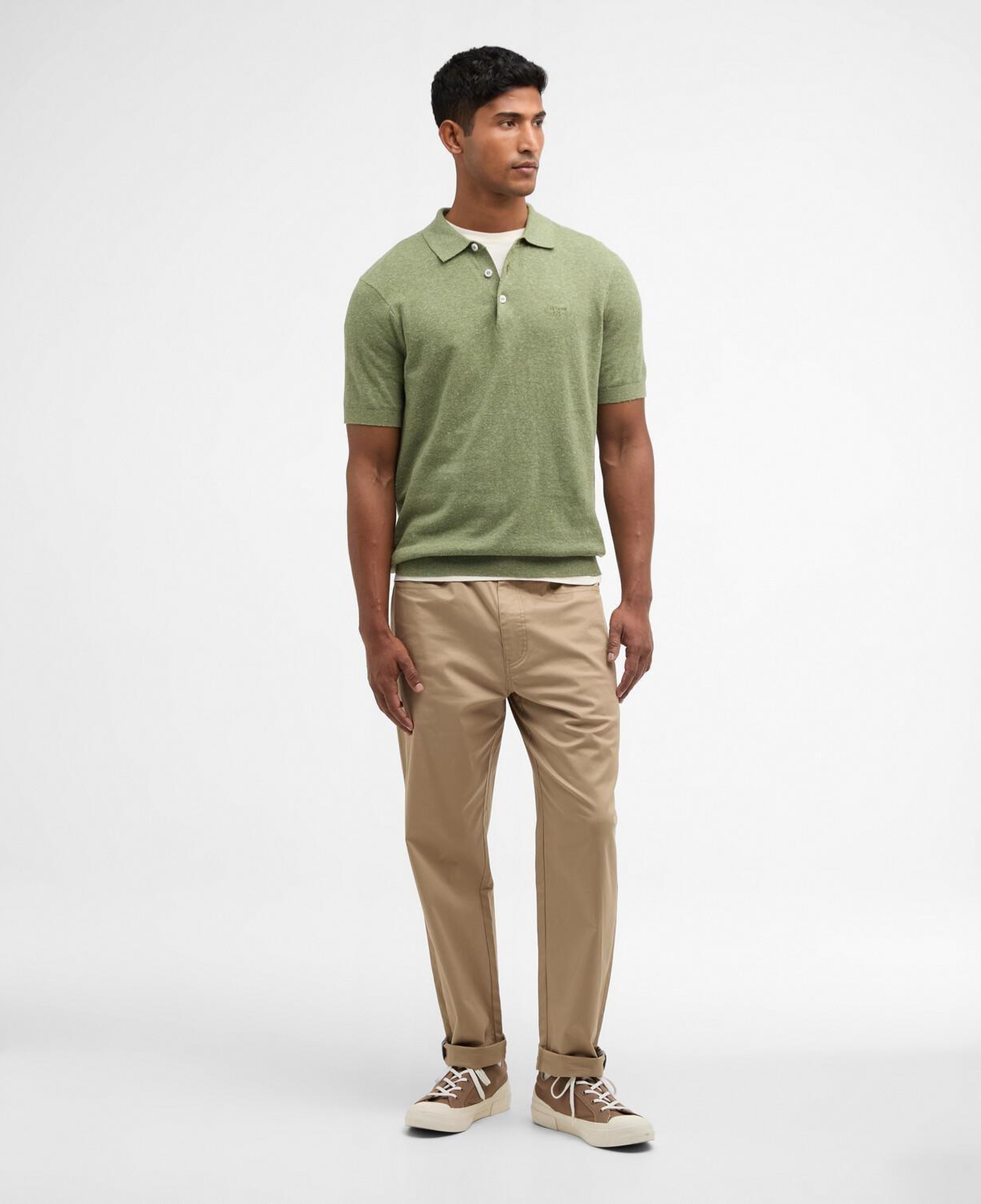 Barbour Muston Linen Blend Knitted Polo Yaka