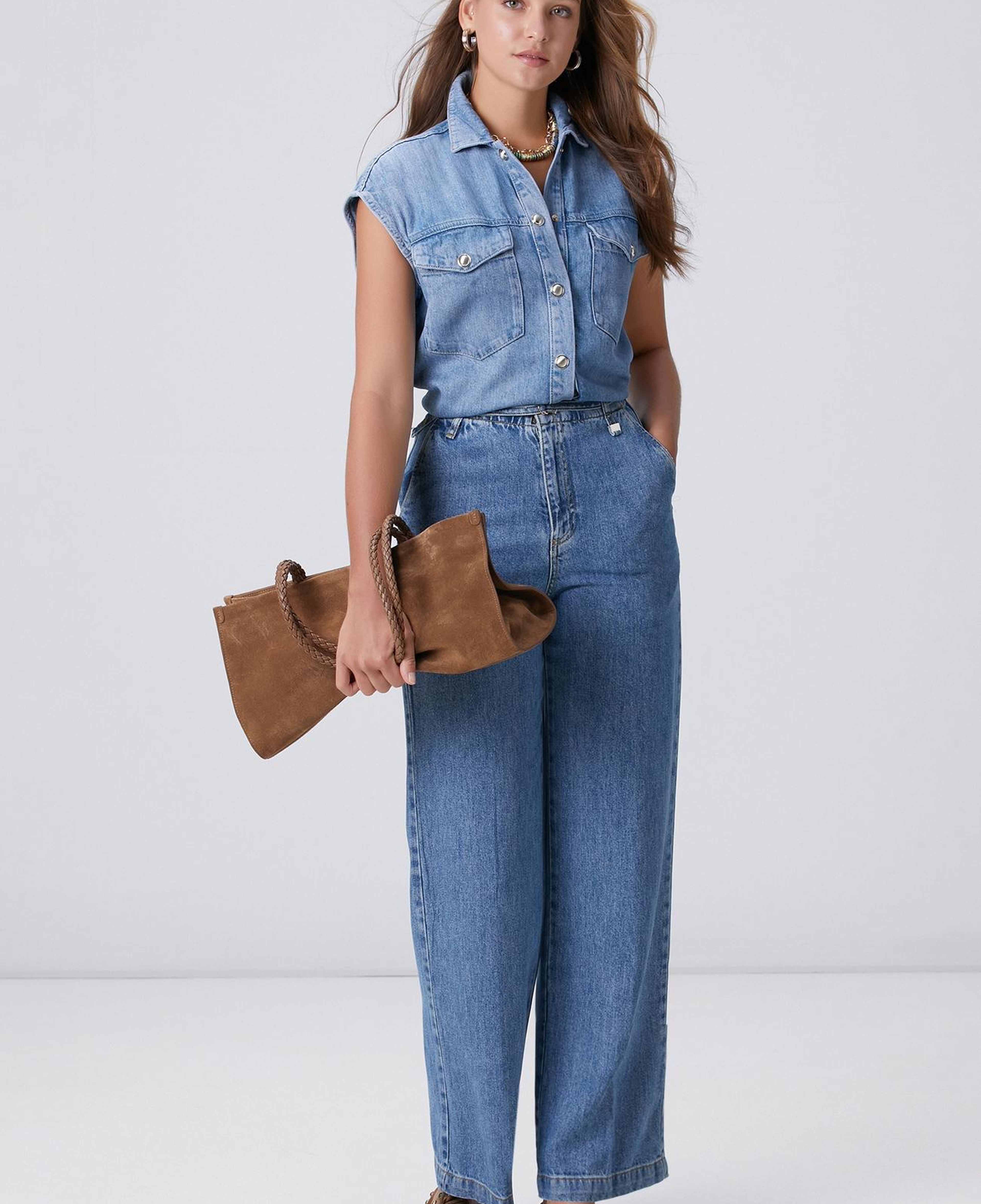 Network Kadın İndigo Mavi Wide Straight Tencel Denim Pantolon