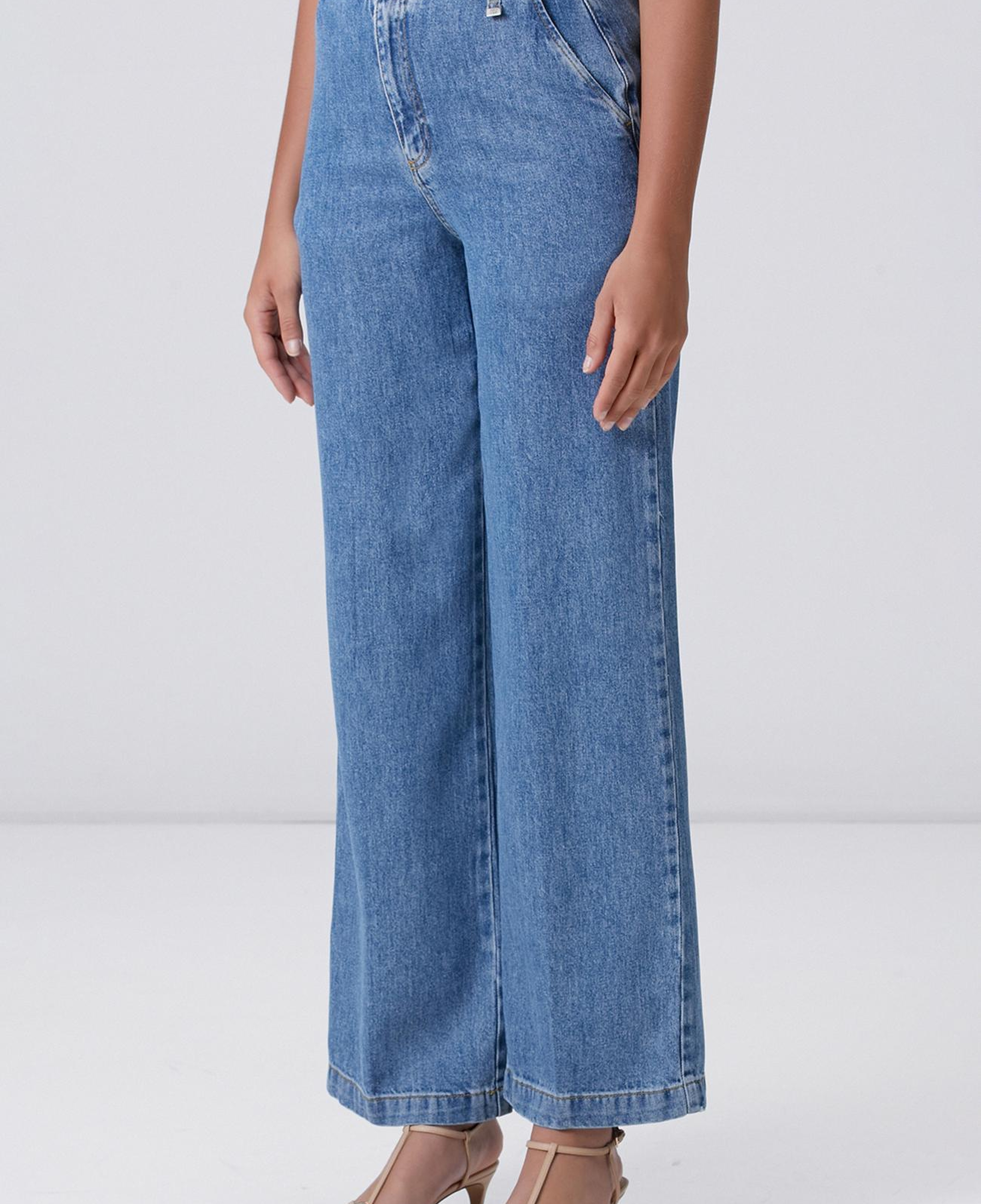 Network Kadın İndigo Mavi Wide Straight Tencel Denim Pantolon