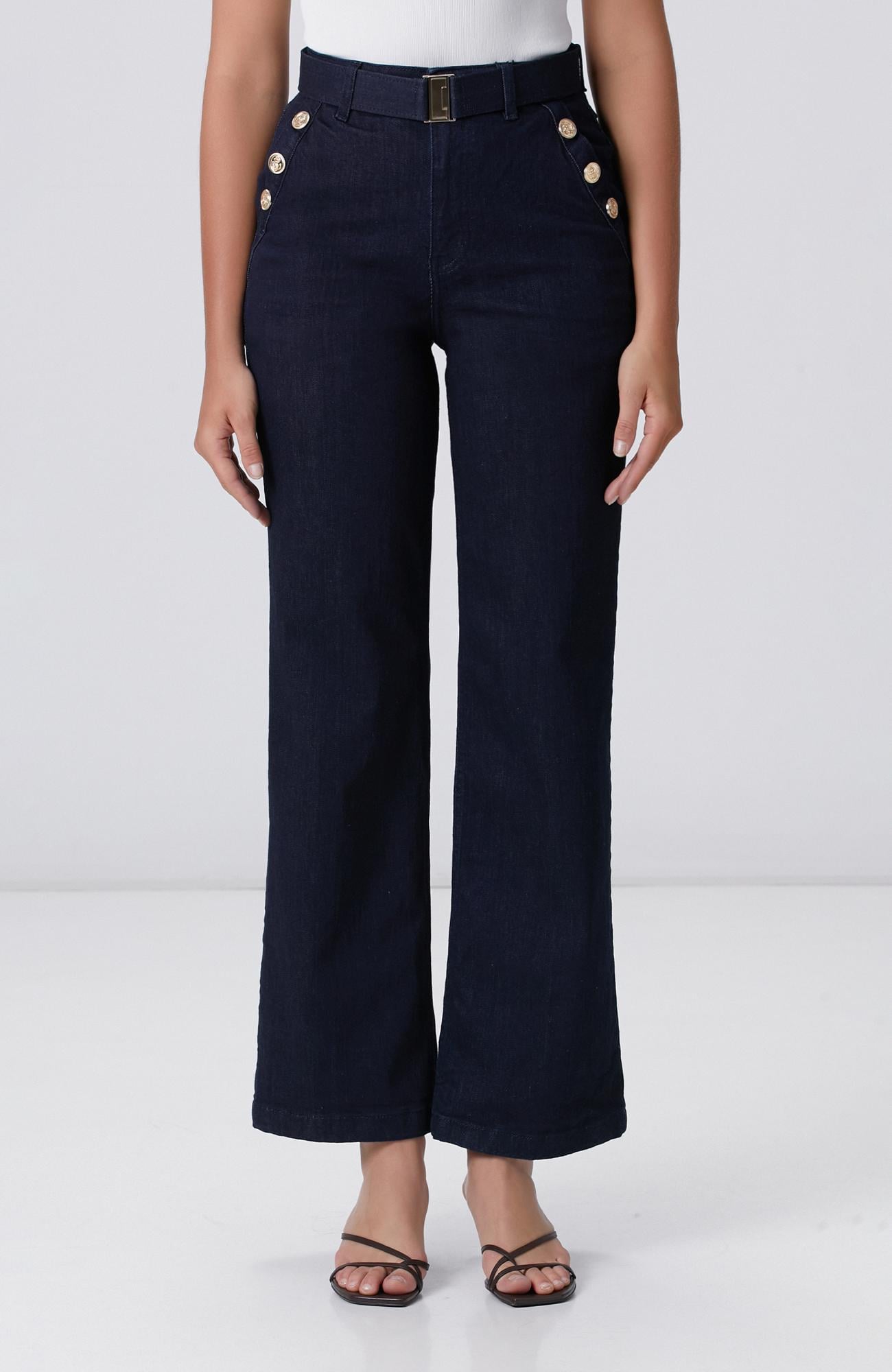 Network Kadın Lacivert Wide Straight Tencel Denim Pantolon