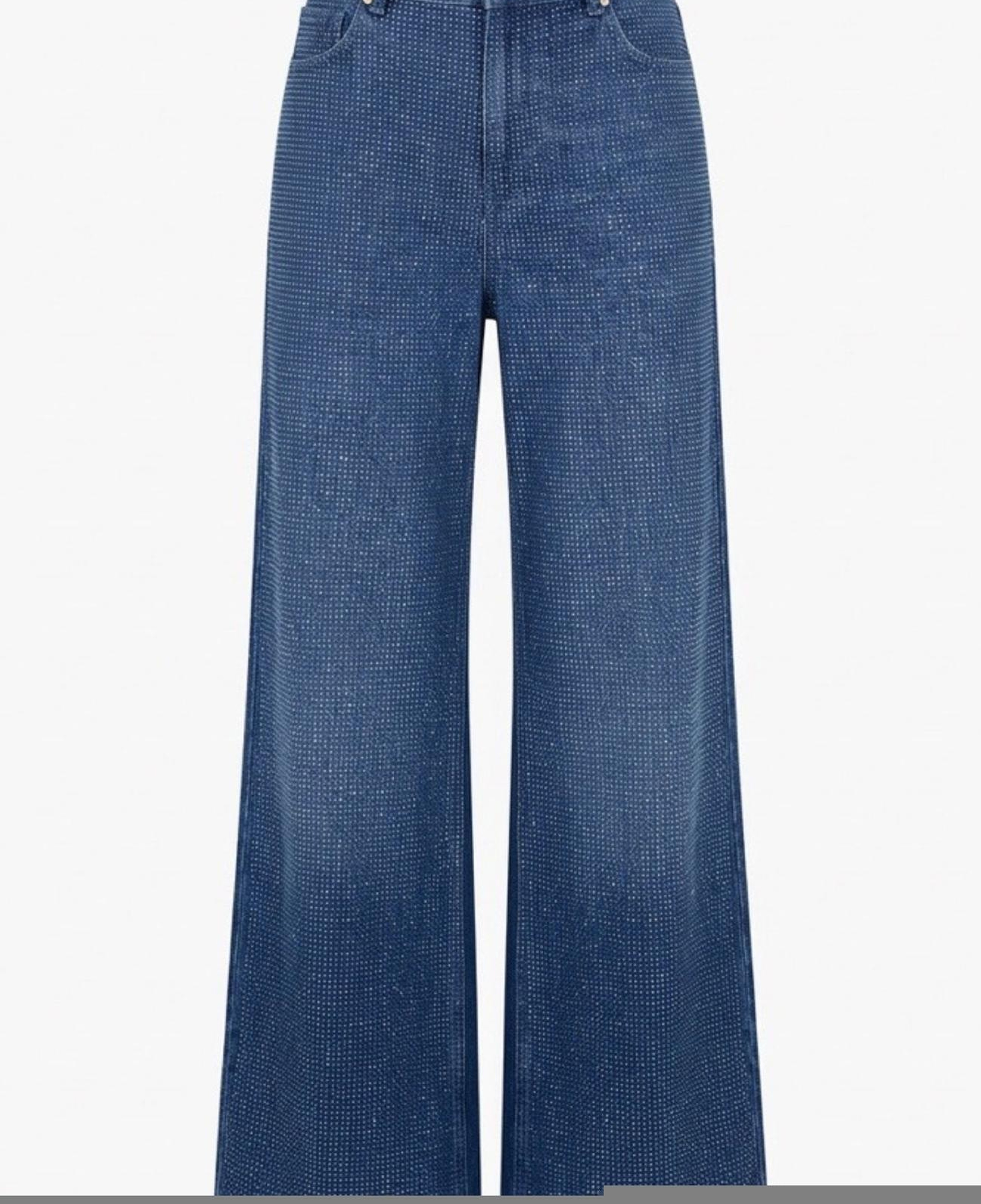 Network Kadın Indigo Taş Baskılı Denim Pantolon