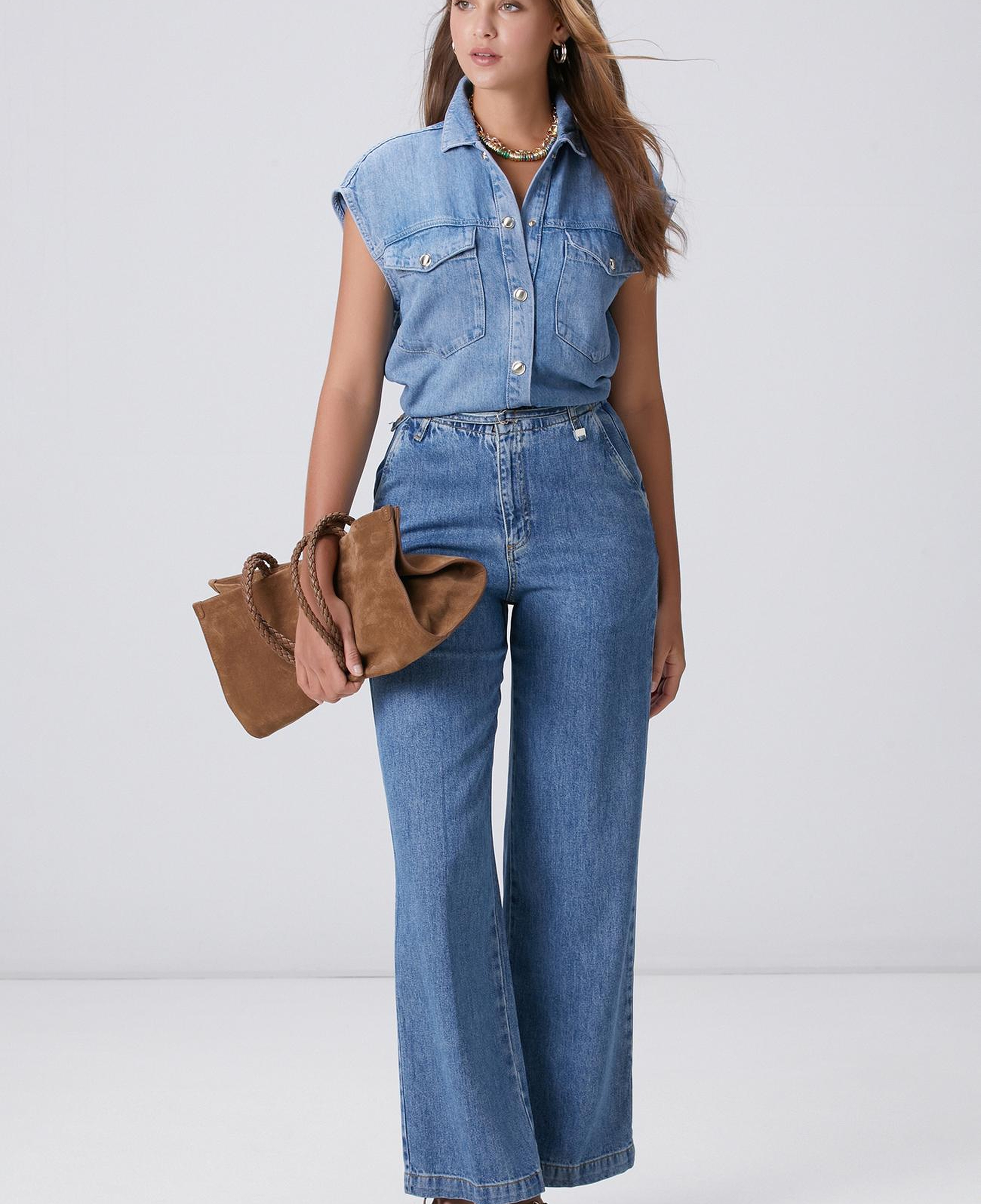 Network Kadın Indigo Tencel Denim Gömlek