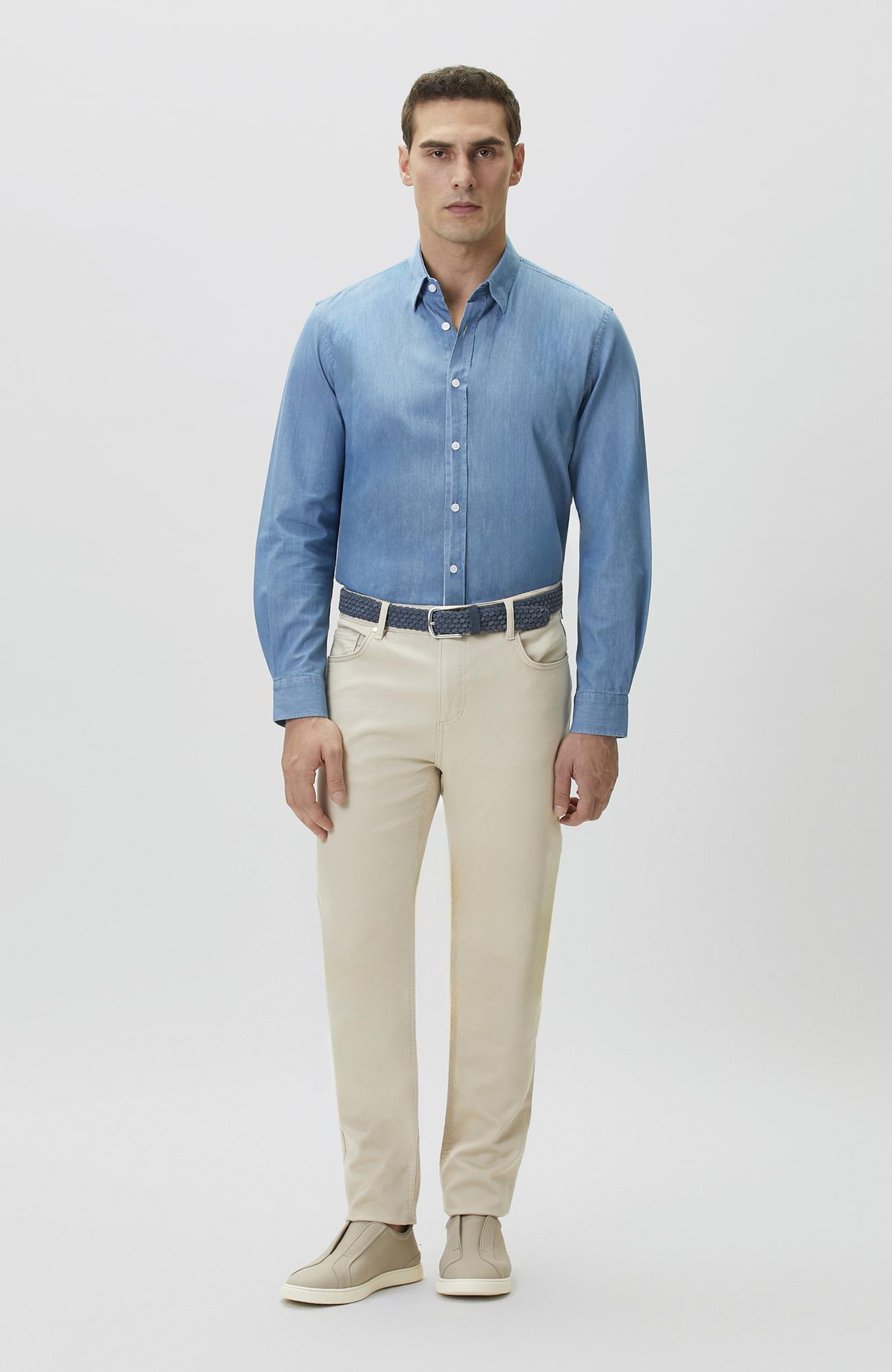 Network Erkek Açık Mavi Lyocelli Denim Look Gömlek