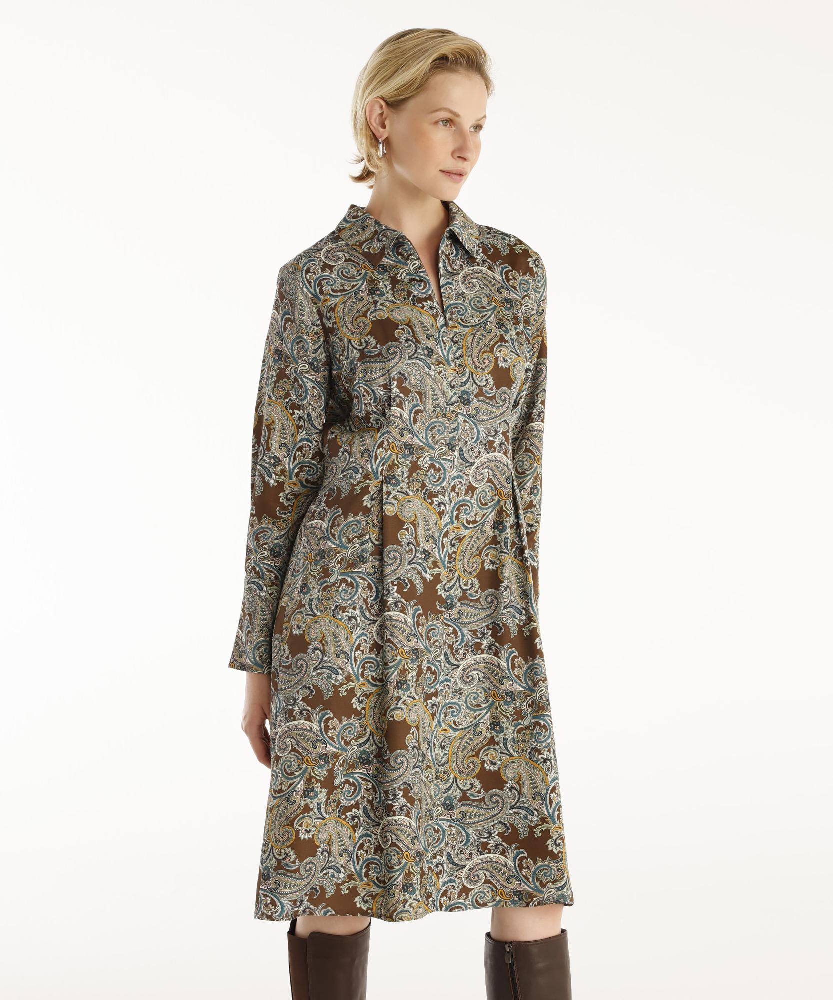 YARGICI Pensli Uzun Kollu Yakası Fermuarlı Elbise