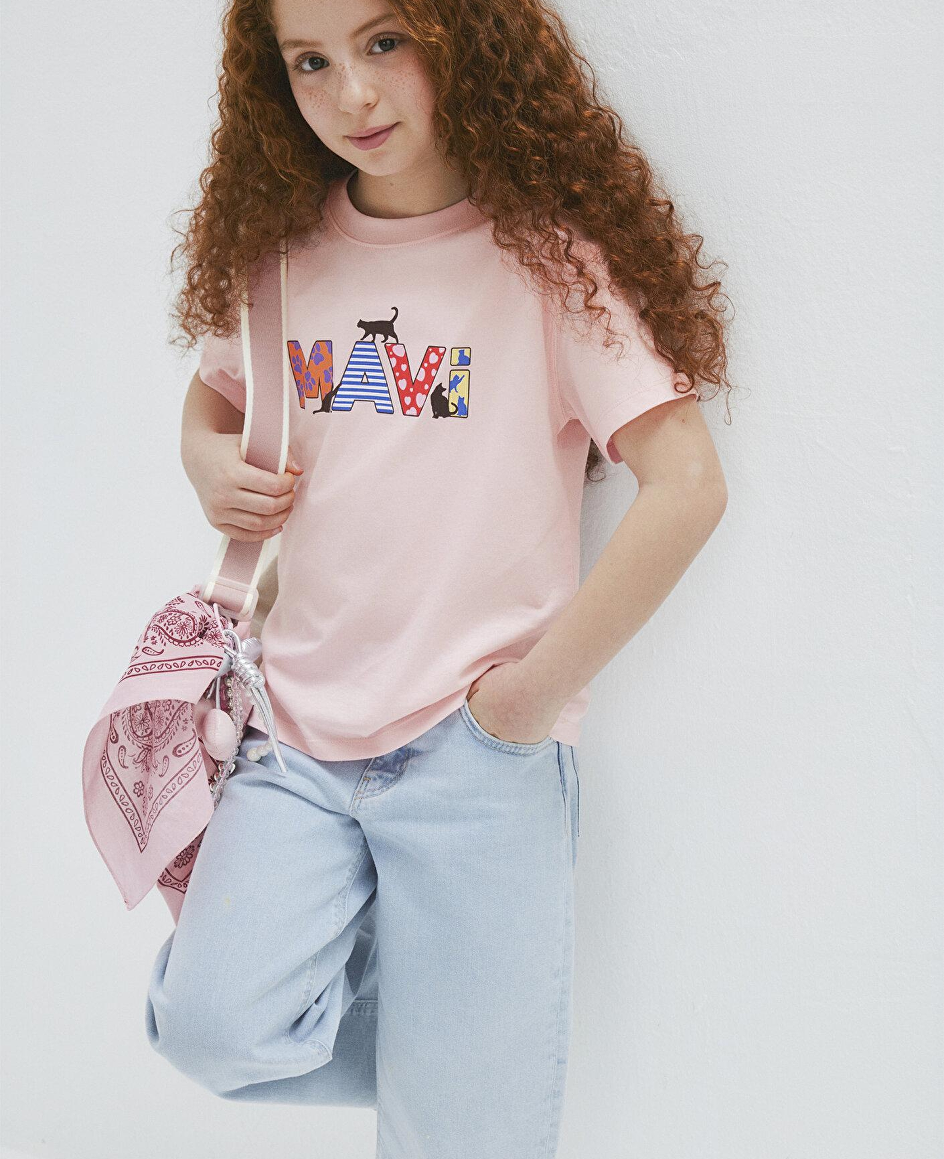 Mavi Mavi Logo Baskılı Pembe Tişört Loose Fit / Bol Rahat Kesim 7610426-71007