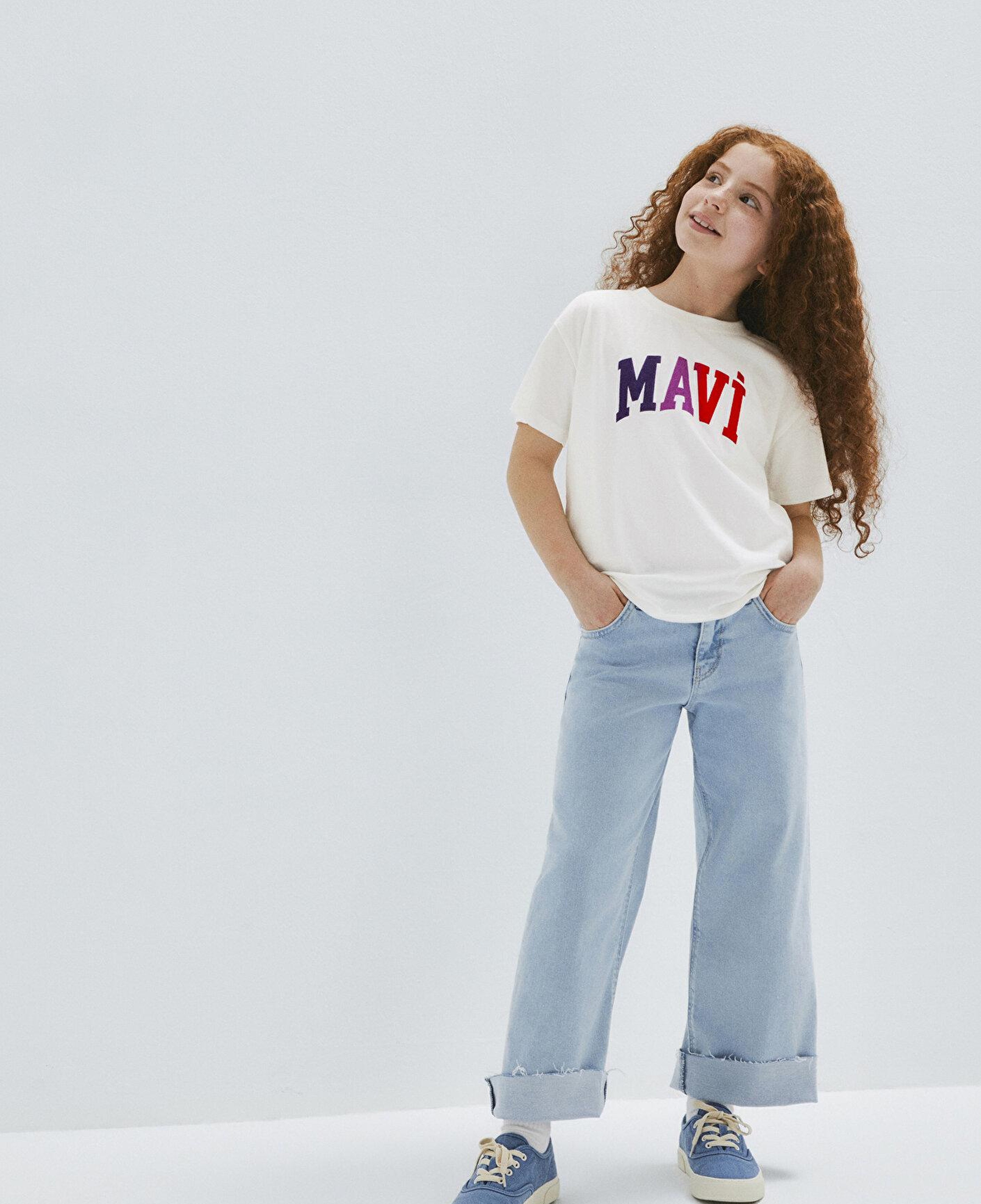 Mavi Mavi Logo Baskılı Ekru Tişört Loose Fit / Bol Rahat Kesim 7610425-70057