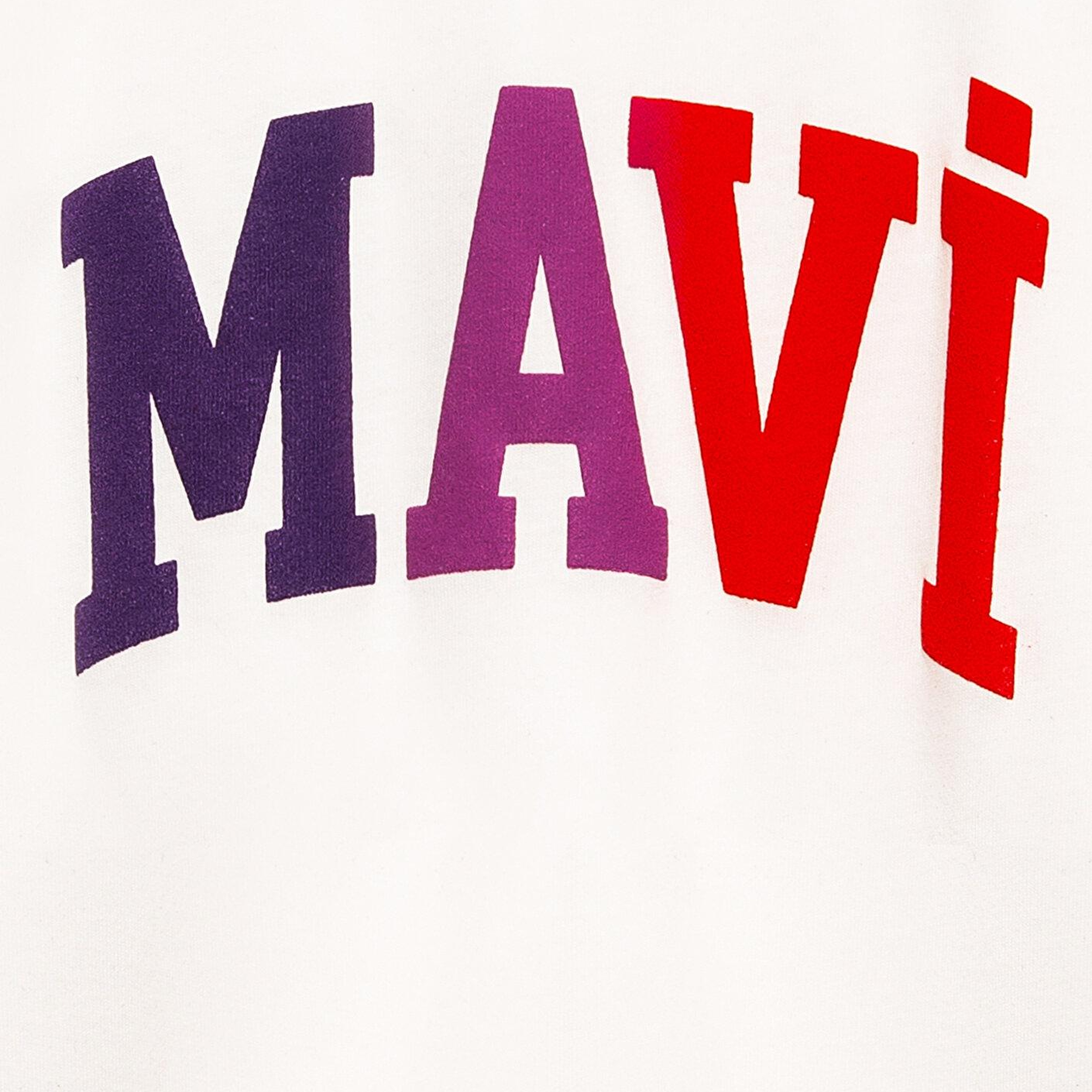 Mavi Mavi Logo Baskılı Ekru Tişört Loose Fit / Bol Rahat Kesim 7610425-70057