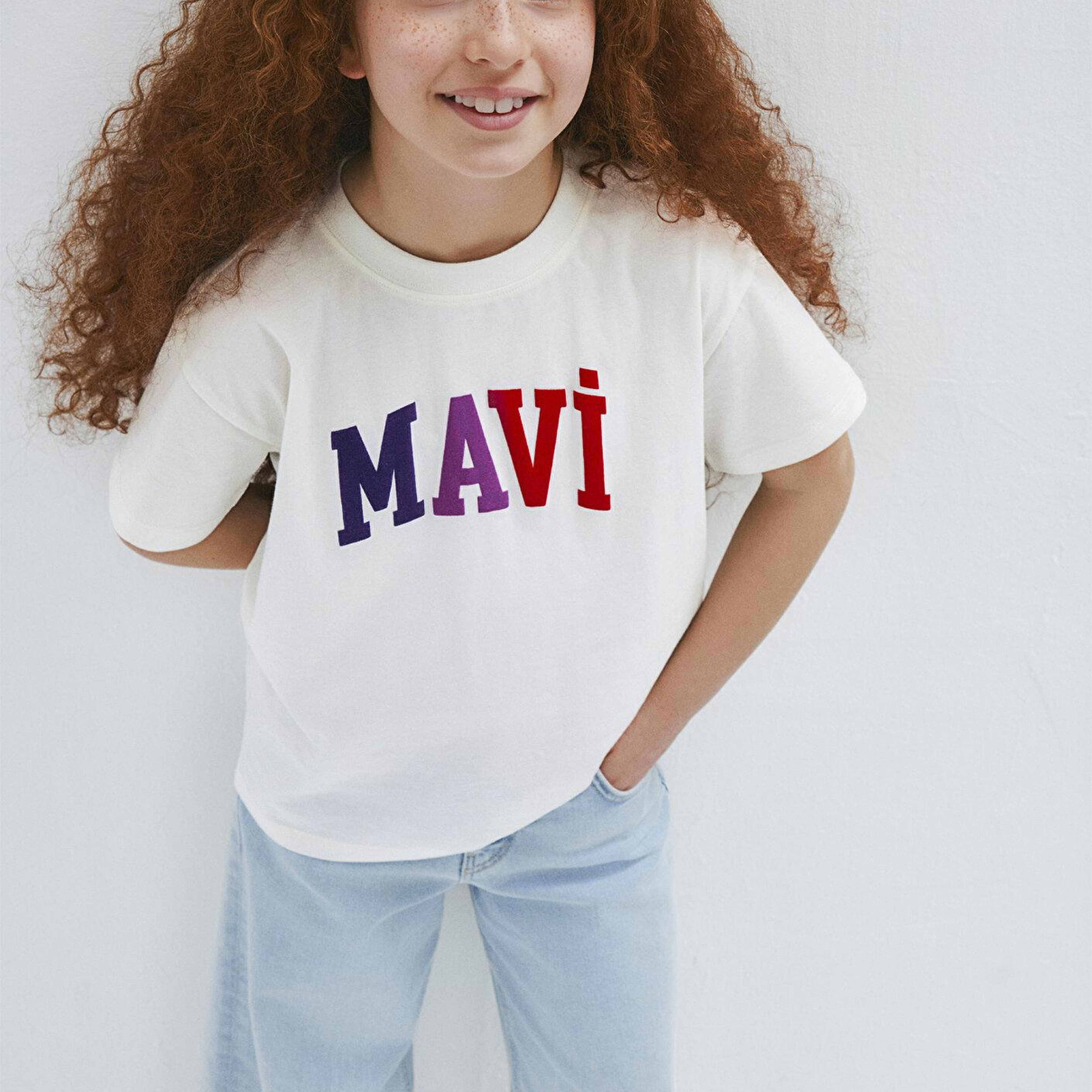 Mavi Mavi Logo Baskılı Ekru Tişört Loose Fit / Bol Rahat Kesim 7610425-70057
