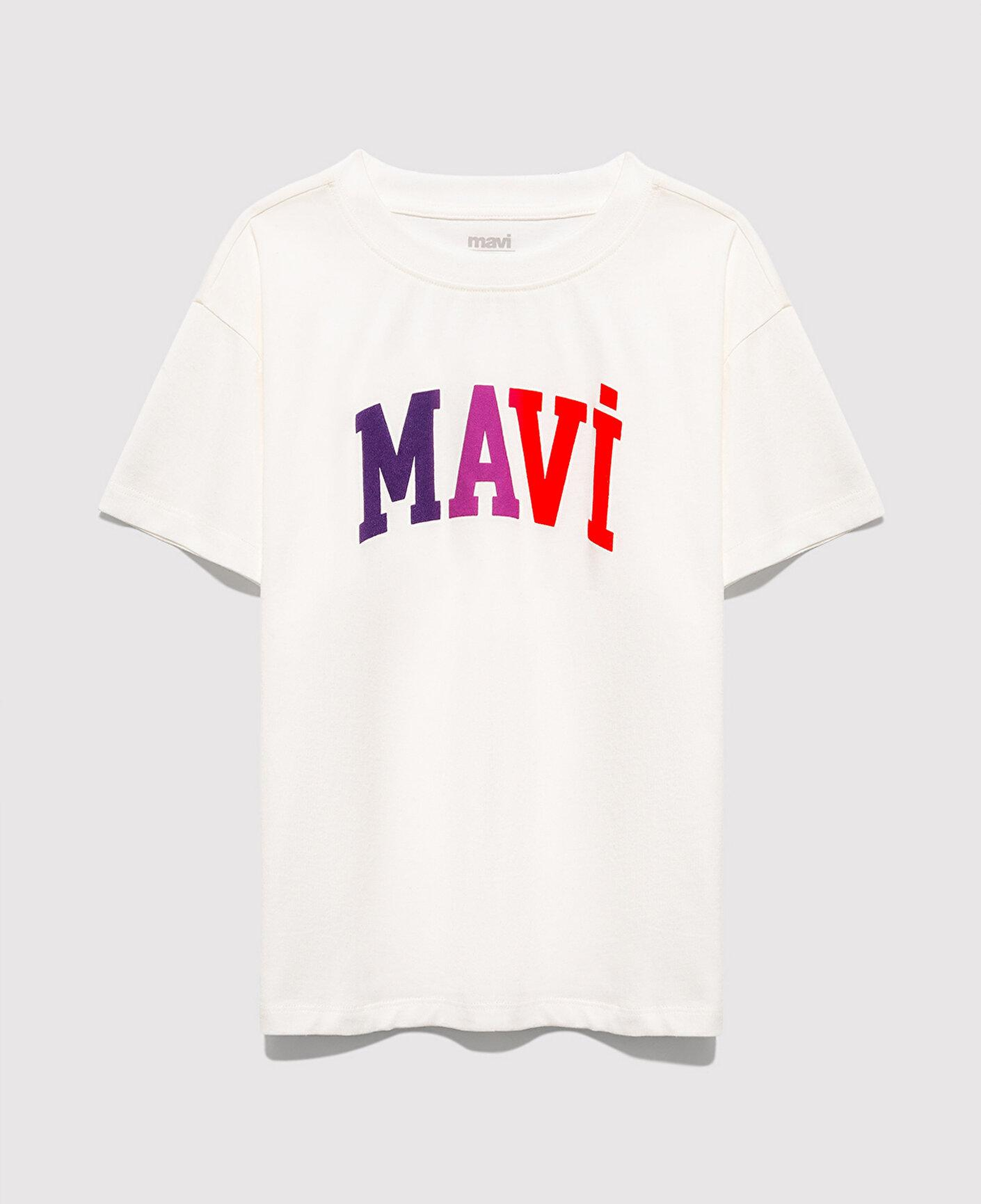 Mavi Mavi Logo Baskılı Ekru Tişört Loose Fit / Bol Rahat Kesim 7610425-70057