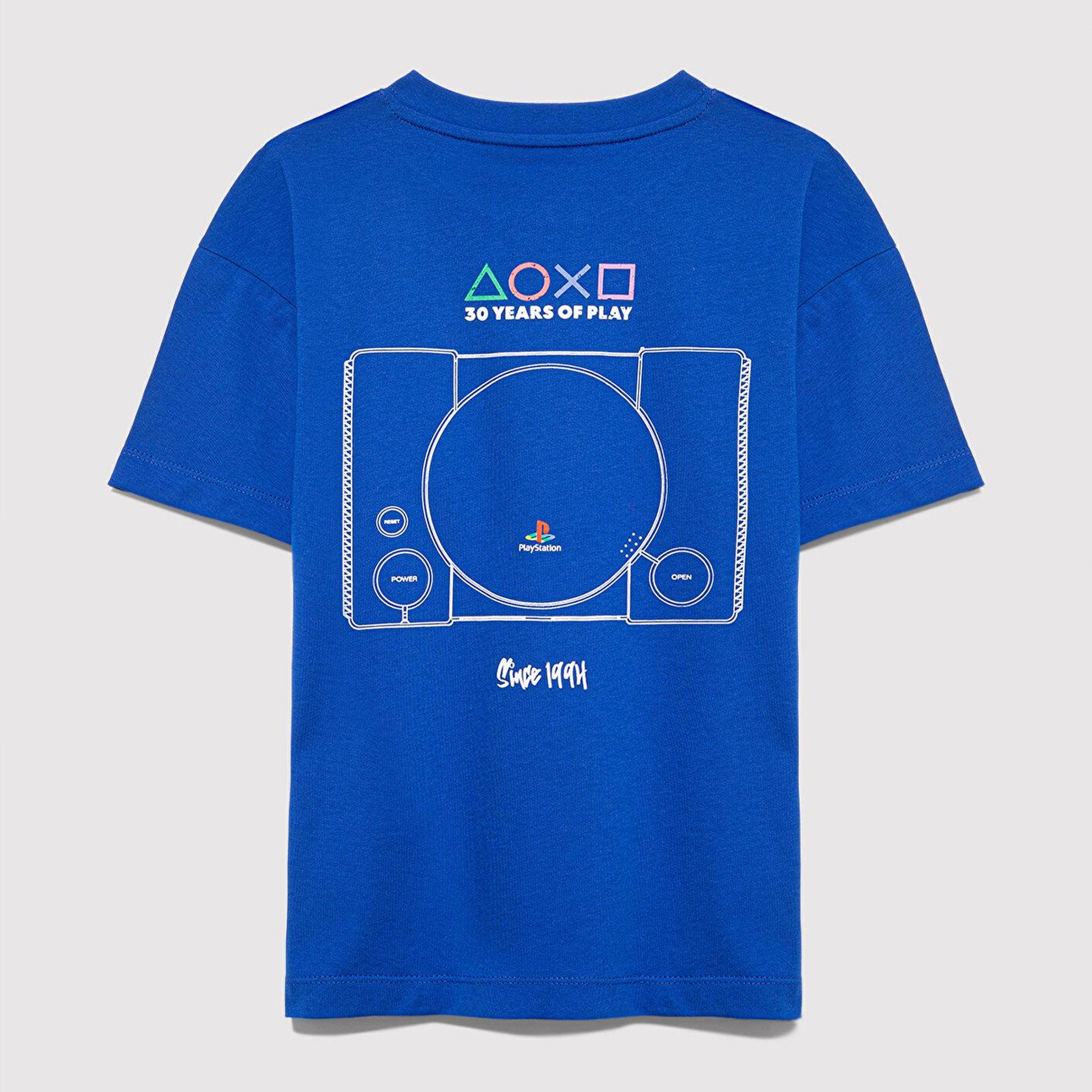 Mavi PlayStation Baskılı Mavi Tişört Loose Fit / Bol Rahat Kesim 6610422-70896