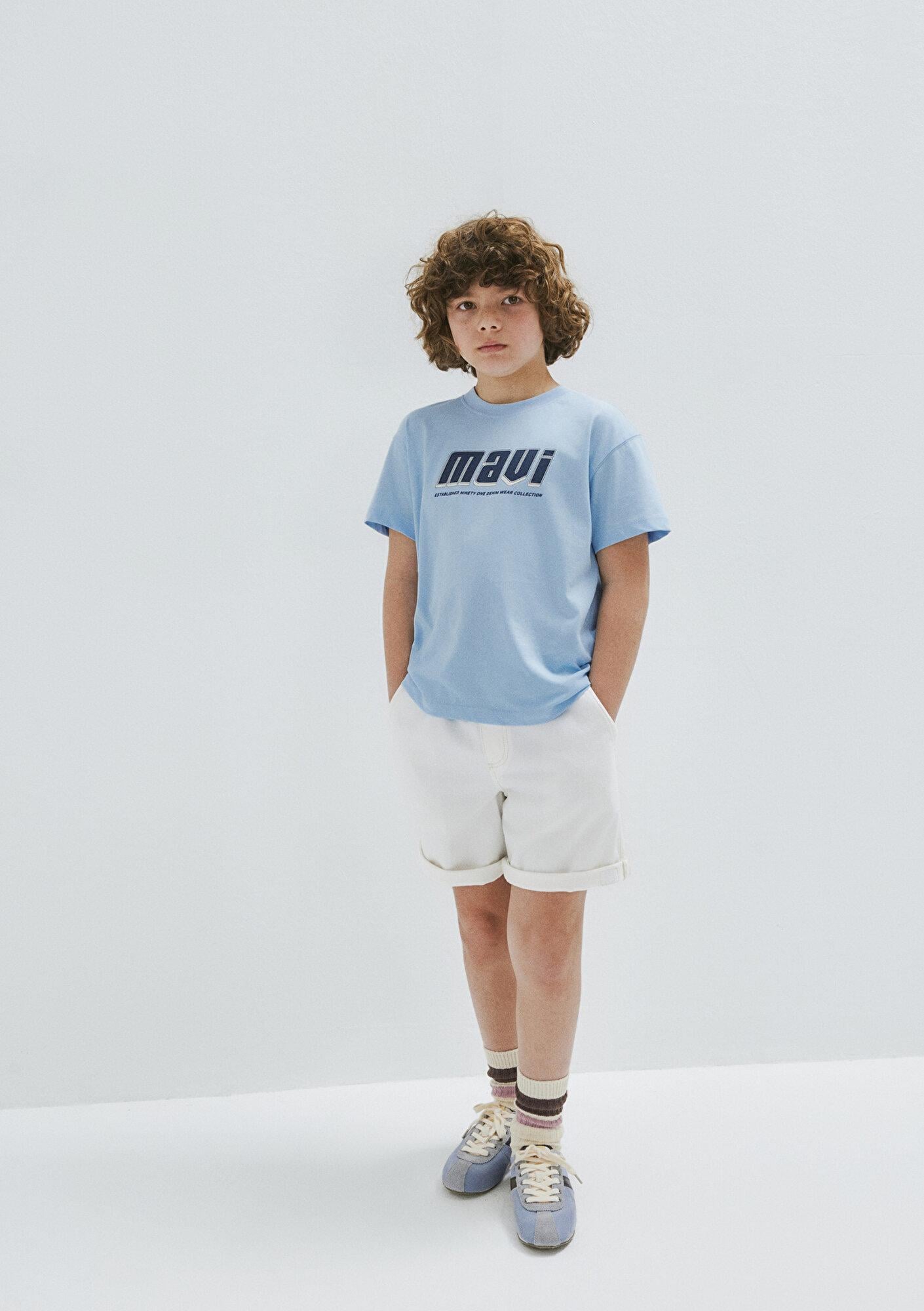 Mavi Mavi Baskılı Mavi Tişört Loose Fit / Bol Rahat Kesim 6610412-70817