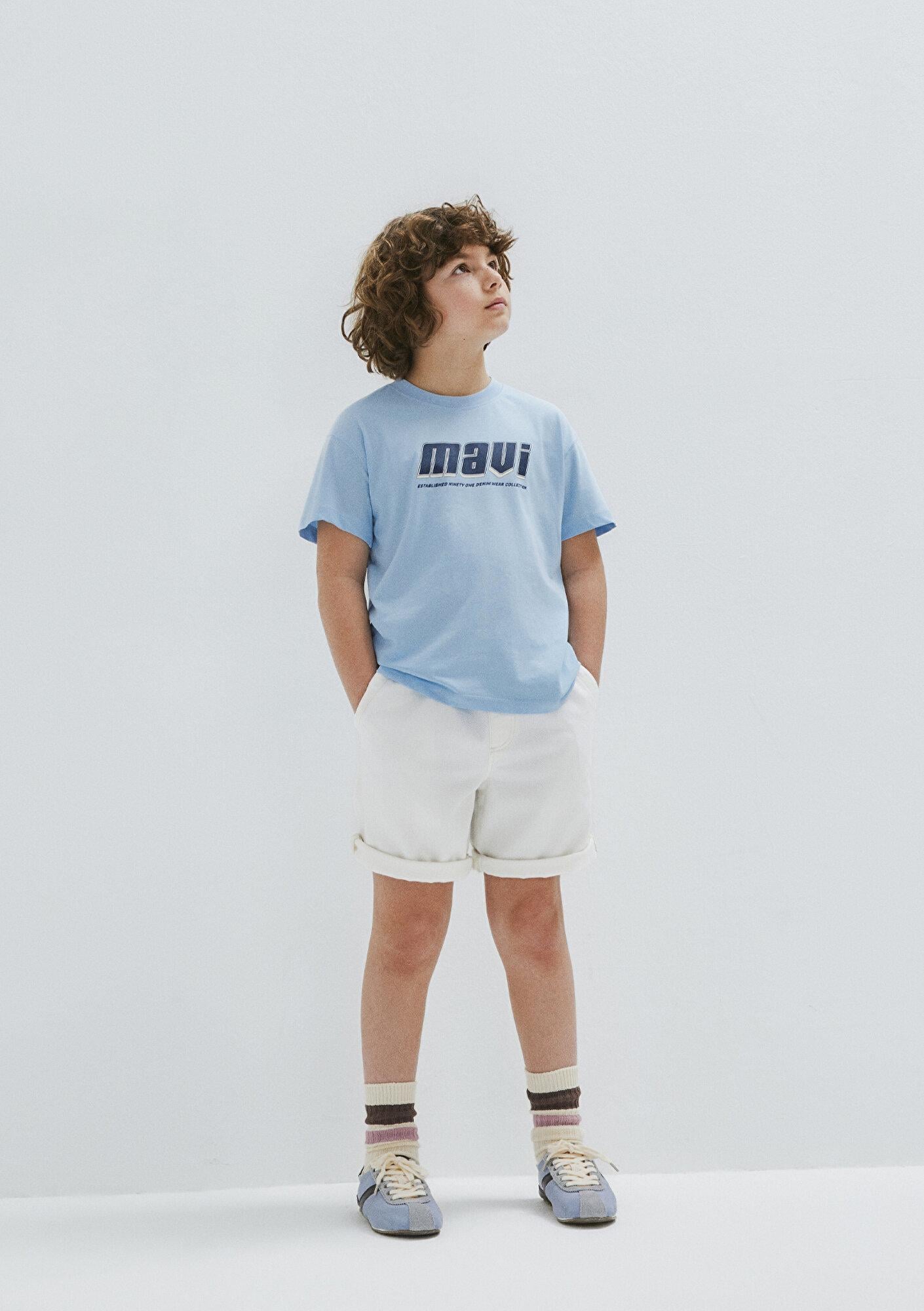 Mavi Mavi Baskılı Mavi Tişört Loose Fit / Bol Rahat Kesim 6610412-70817