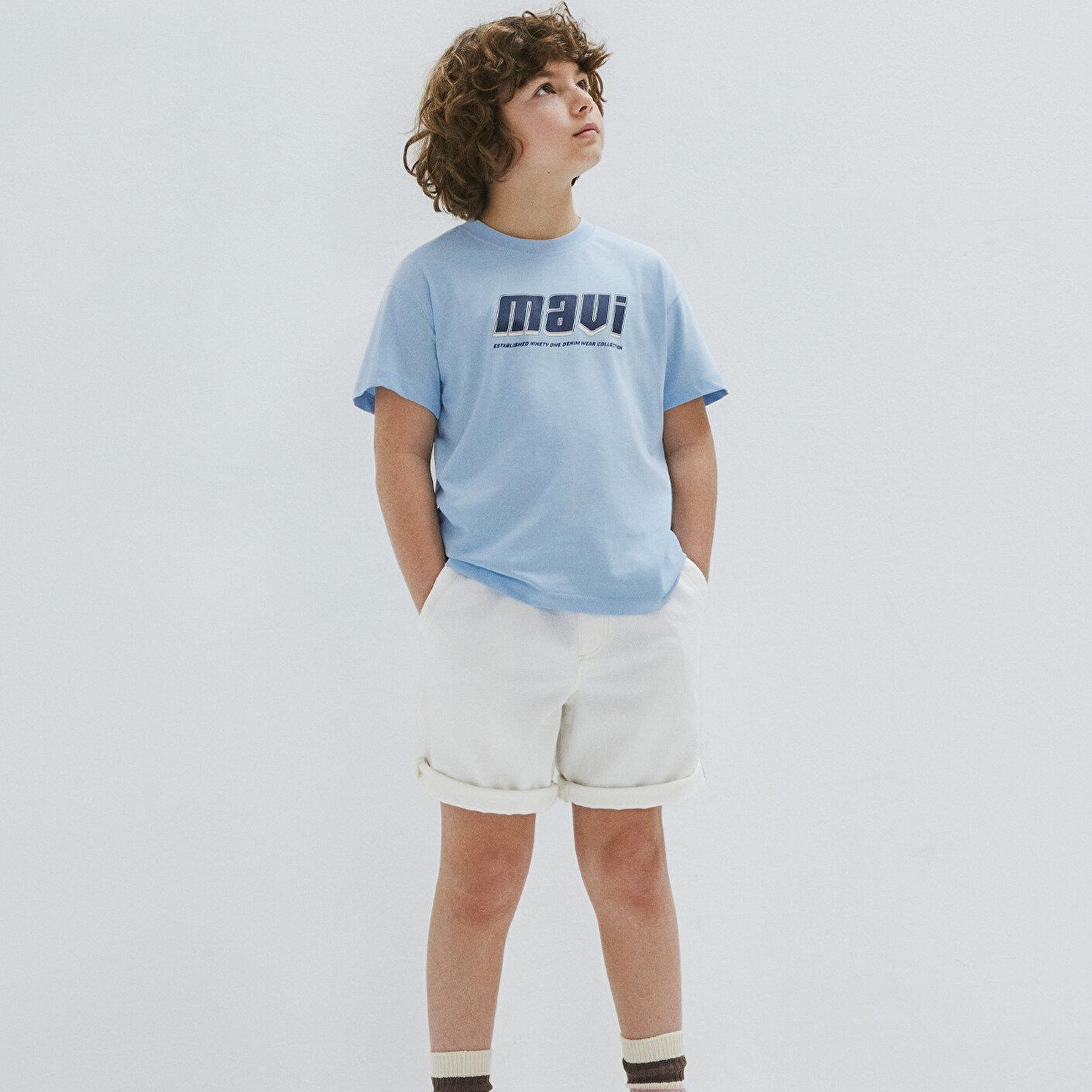 Mavi Mavi Baskılı Mavi Tişört Loose Fit / Bol Rahat Kesim 6610412-70817