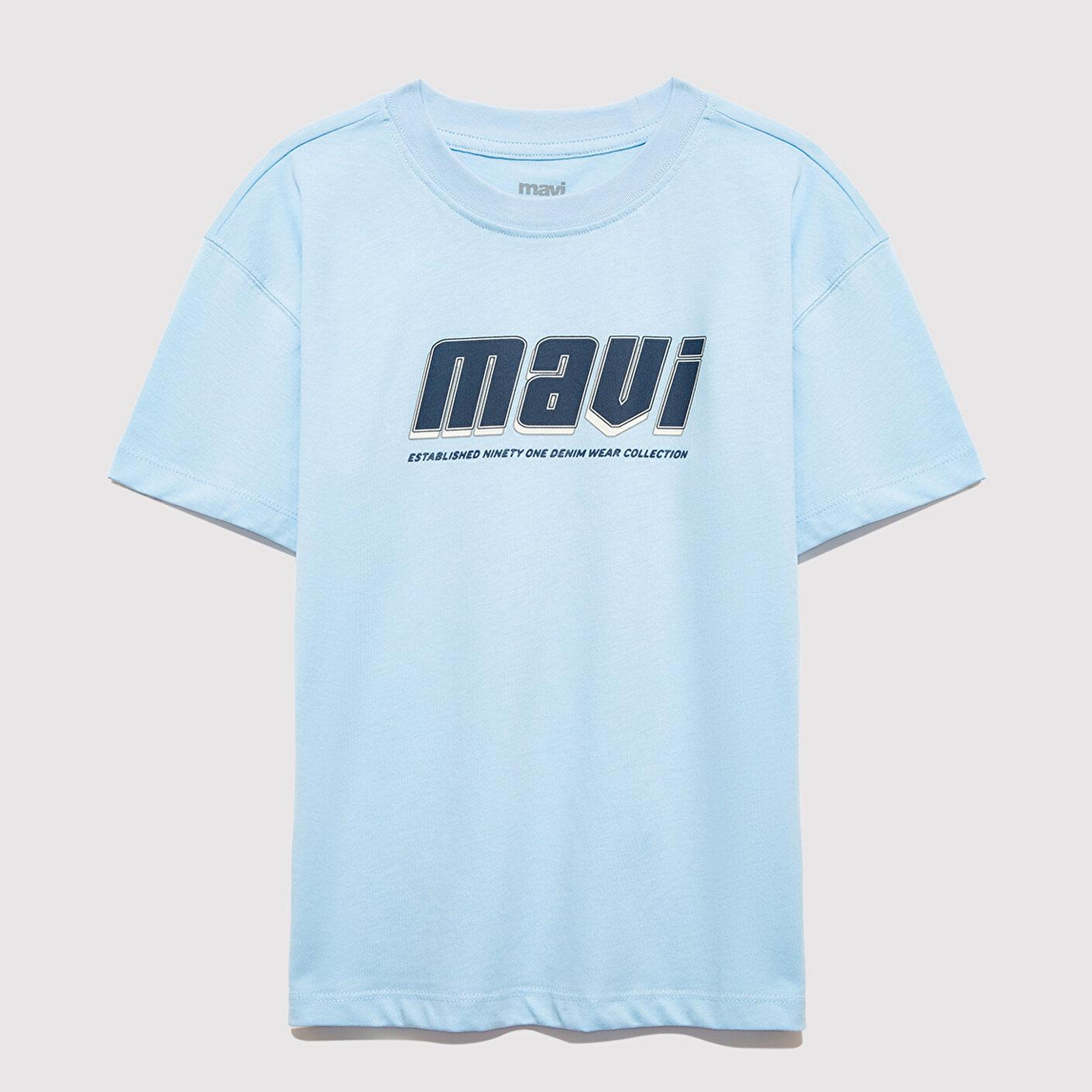 Mavi Mavi Baskılı Mavi Tişört Loose Fit / Bol Rahat Kesim 6610412-70817