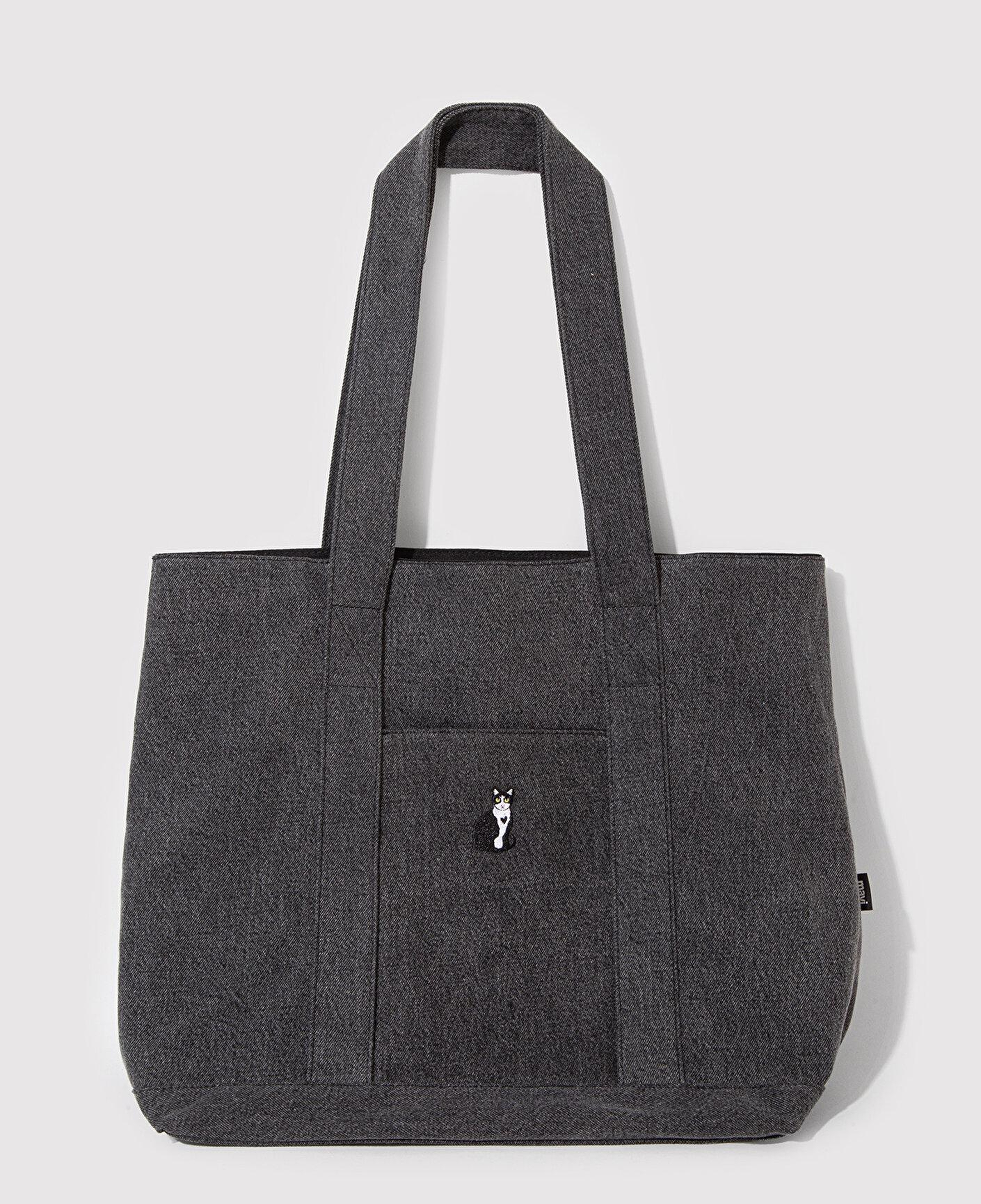Mavi Kedi Nakışlı Antrasit Denim Çanta 1913284-22864