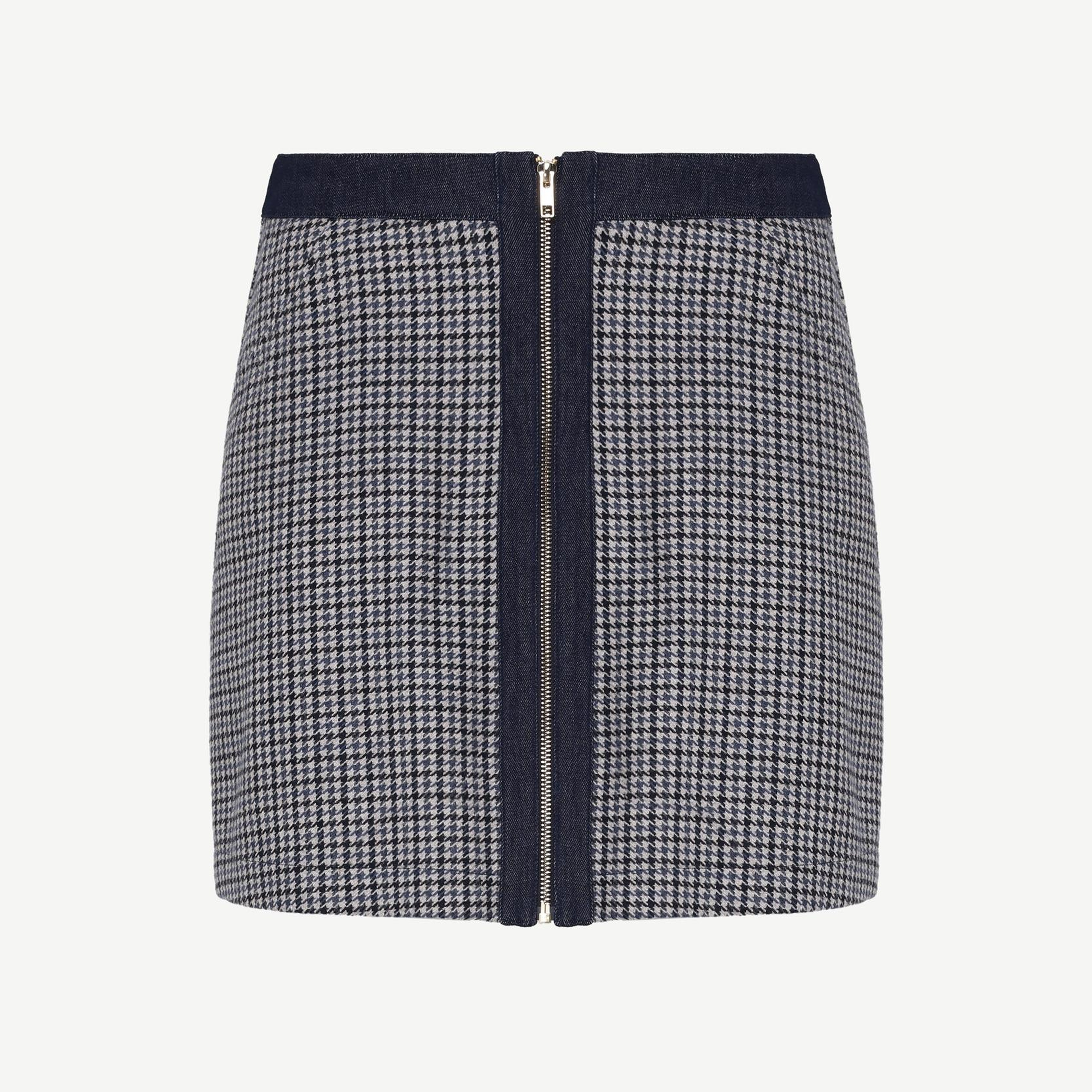 YARGICI A-Line Önü Fermuarlı Cepli Denim Detaylı Kısa Etek