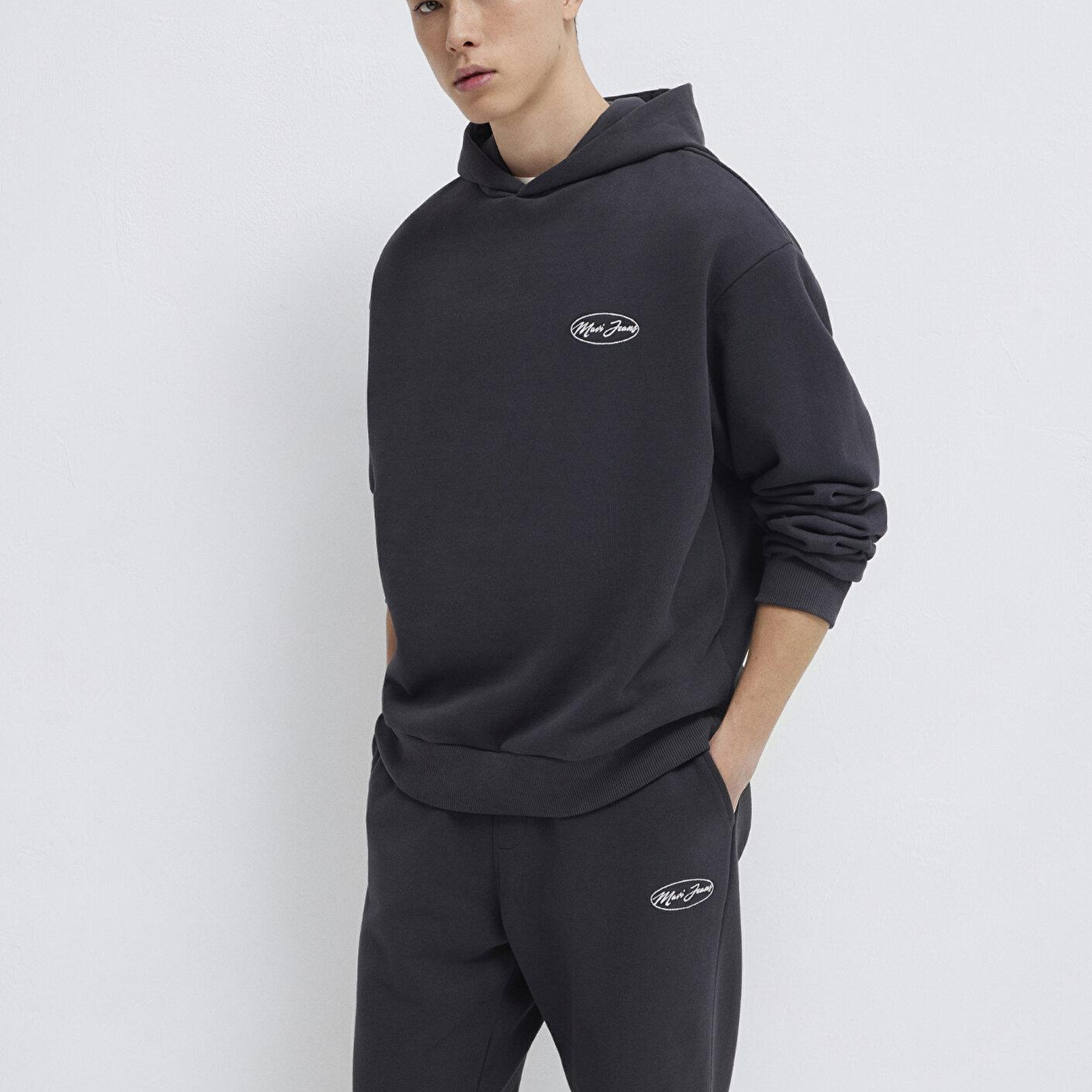 Mavi Mavi Jeans Nakışlı Kapüşonlu Antrasit Sweatshirt 0S10545-70087