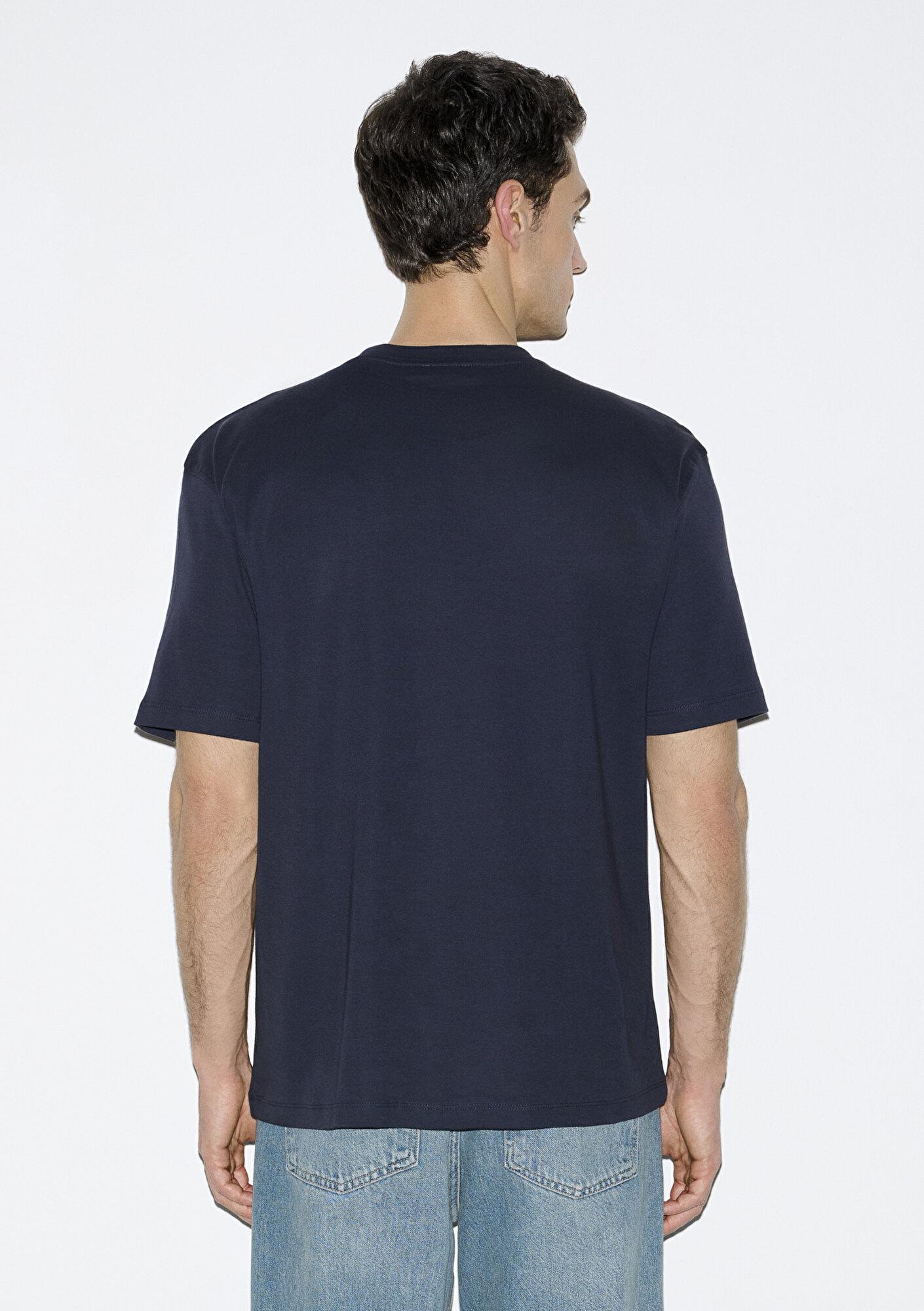 Mavi Lacivert Basic Tişört Loose Fit / Bol Rahat Kesim 0613168-83699