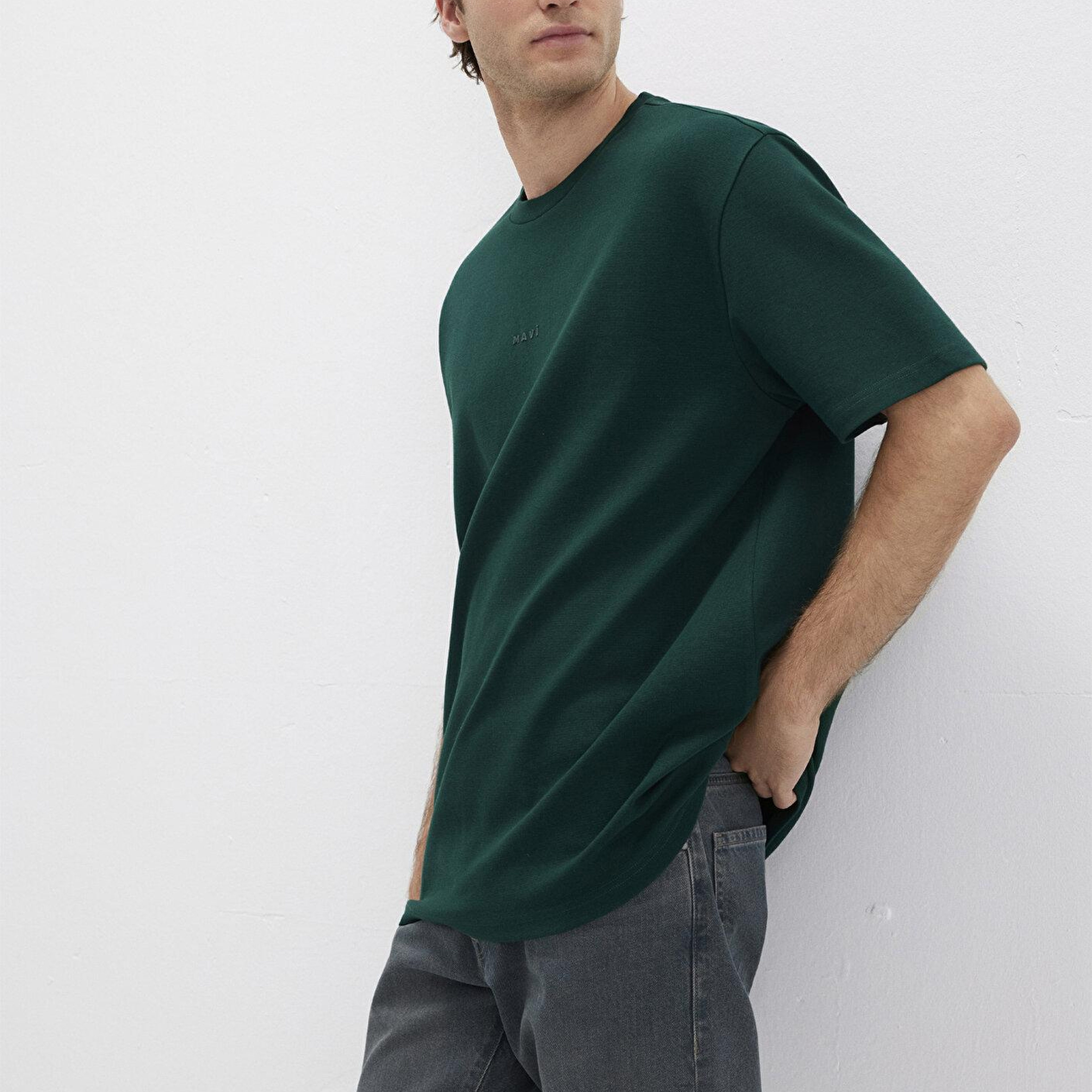 Mavi Mavi Logo Baskılı Yeşil Tişört Loose Fit / Bol Rahat Kesim 0613250-71929