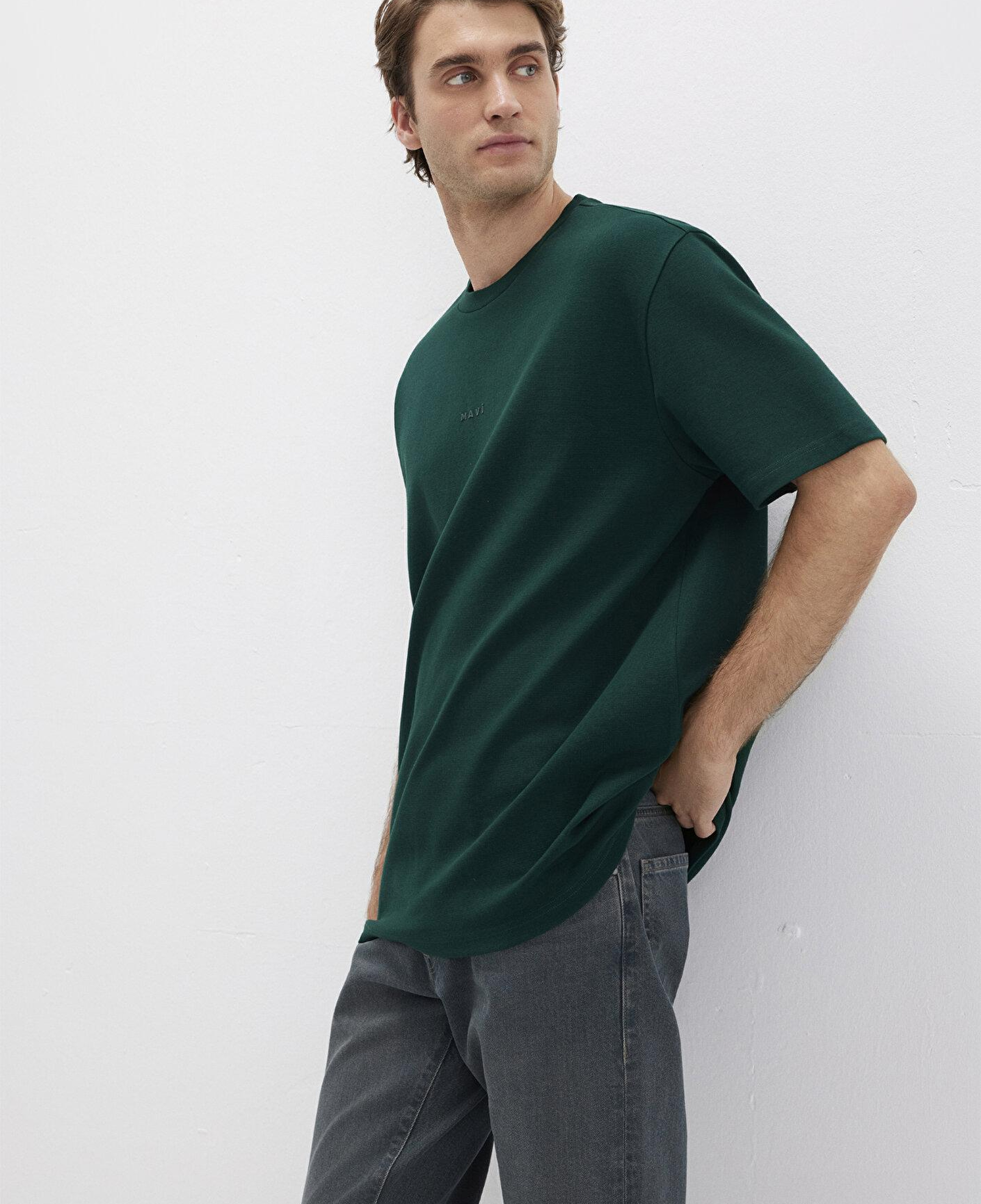 Mavi Mavi Logo Baskılı Yeşil Tişört Loose Fit / Bol Rahat Kesim 0613250-71929
