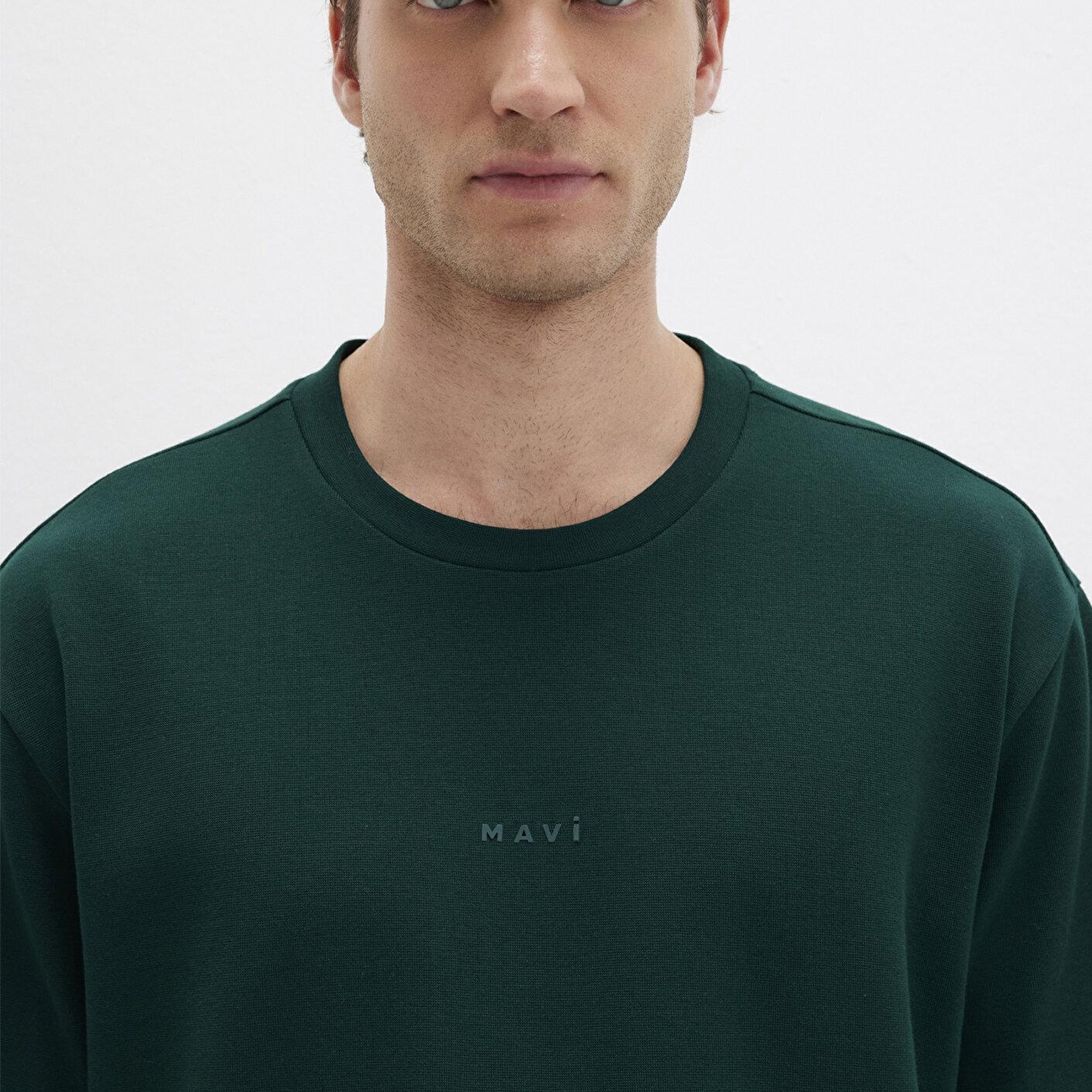 Mavi Mavi Logo Baskılı Yeşil Tişört Loose Fit / Bol Rahat Kesim 0613250-71929