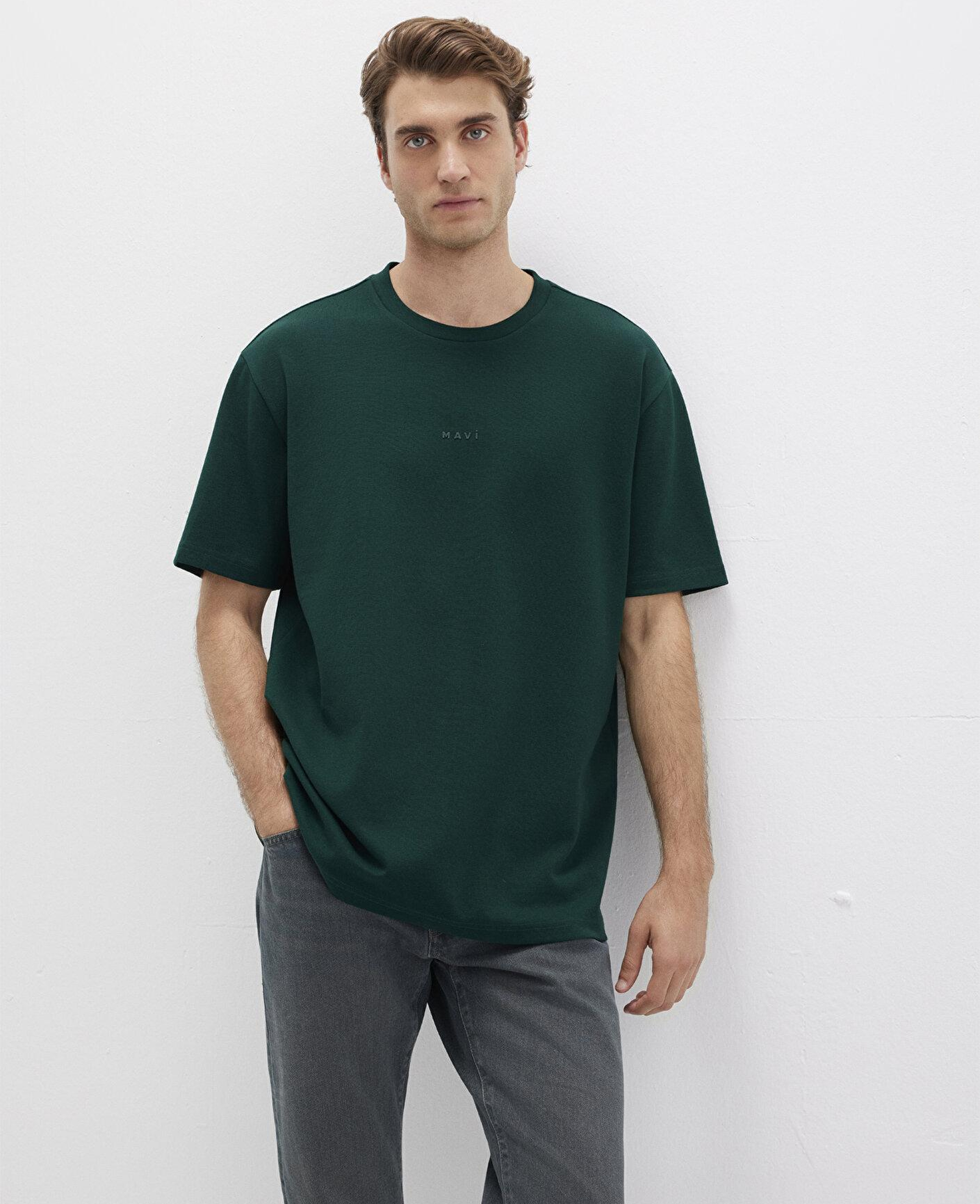 Mavi Mavi Logo Baskılı Yeşil Tişört Loose Fit / Bol Rahat Kesim 0613250-71929