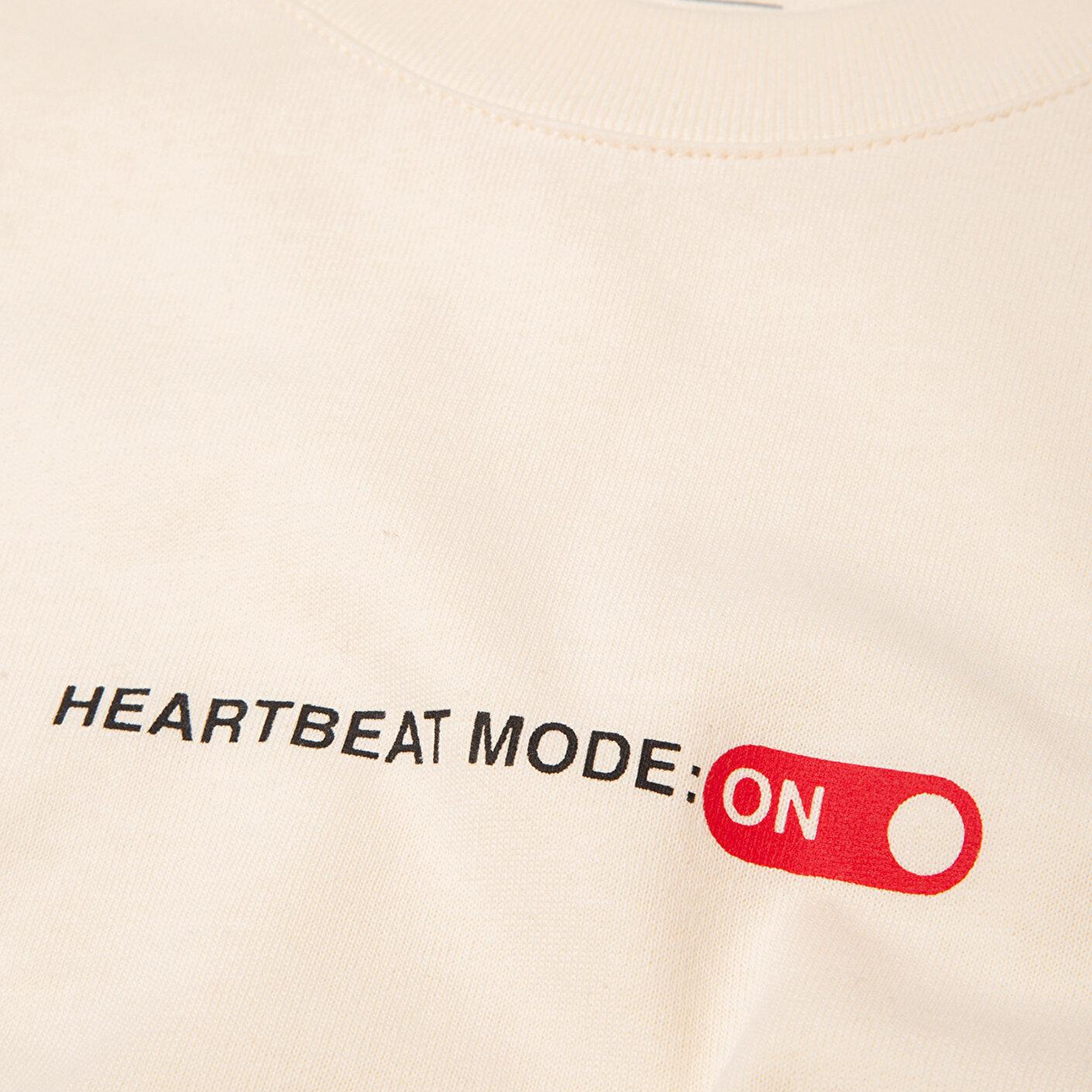 Mavi Heartbeat Mode On Baskılı Ekru Tişört Oversize / Geniş Kesim 0613254-83043