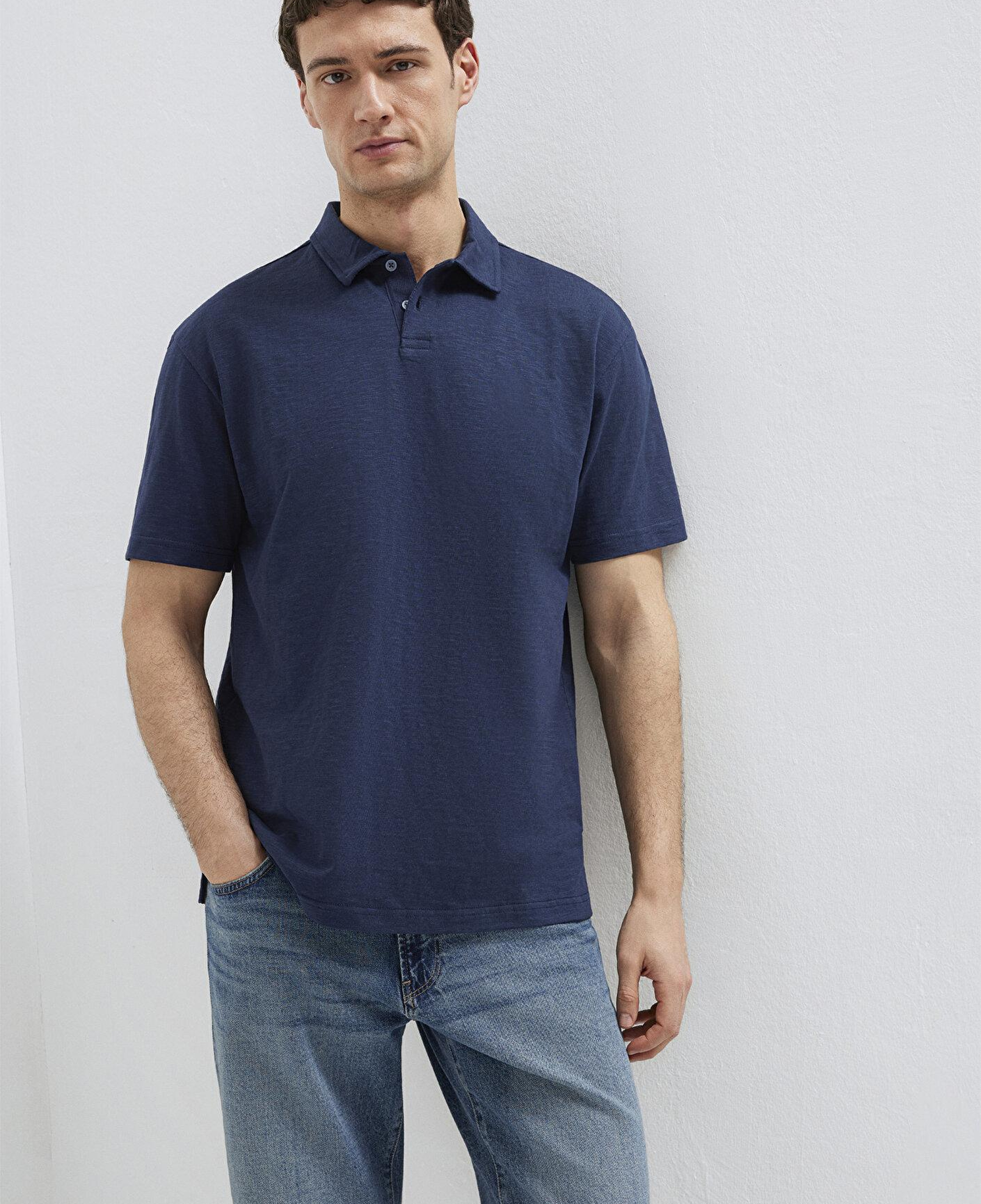 Mavi Lacivert Polo Tişört Loose Fit / Bol Rahat Kesim 0613152-70490