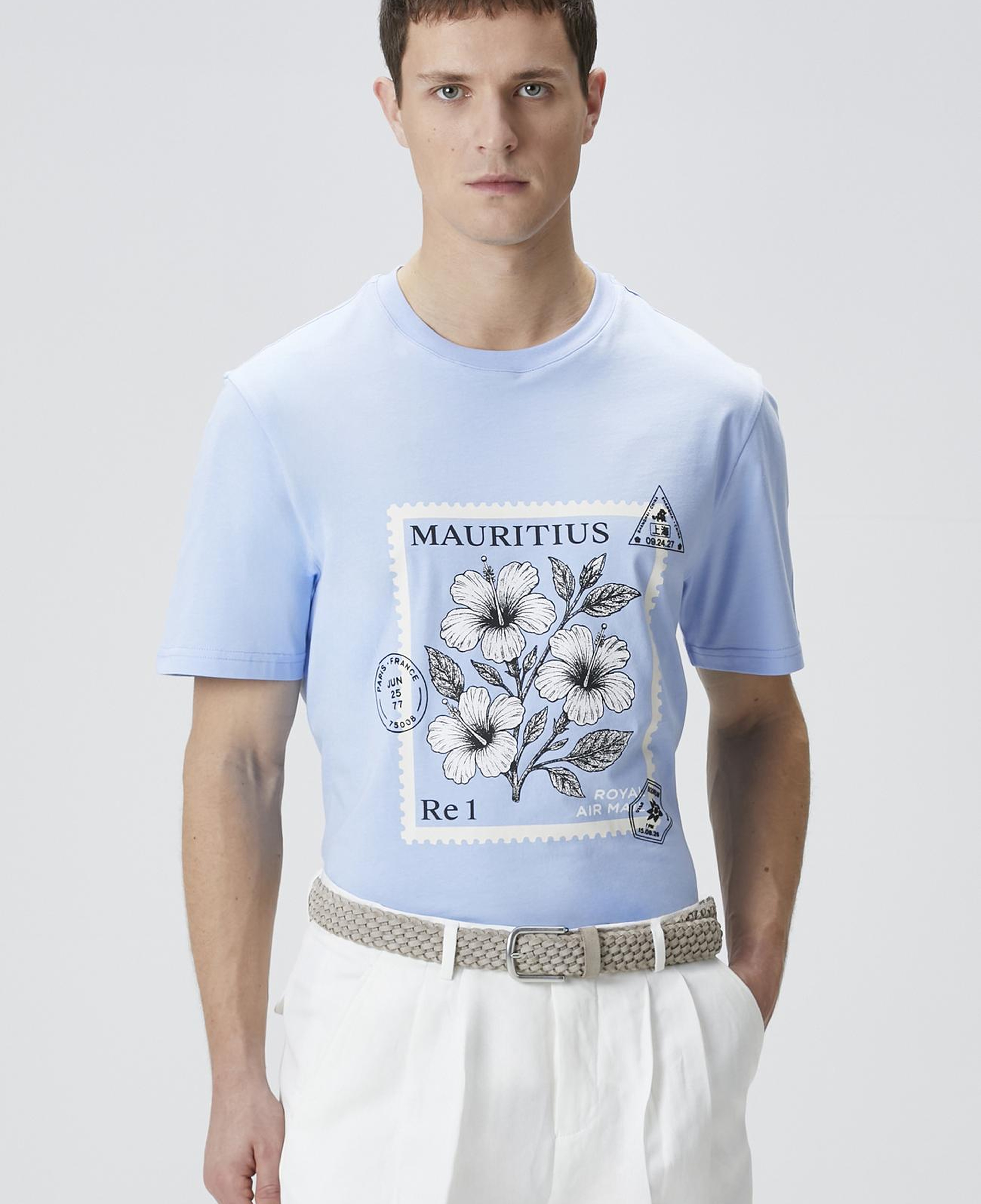 Network Erkek Mavi Baskılı T-shirt