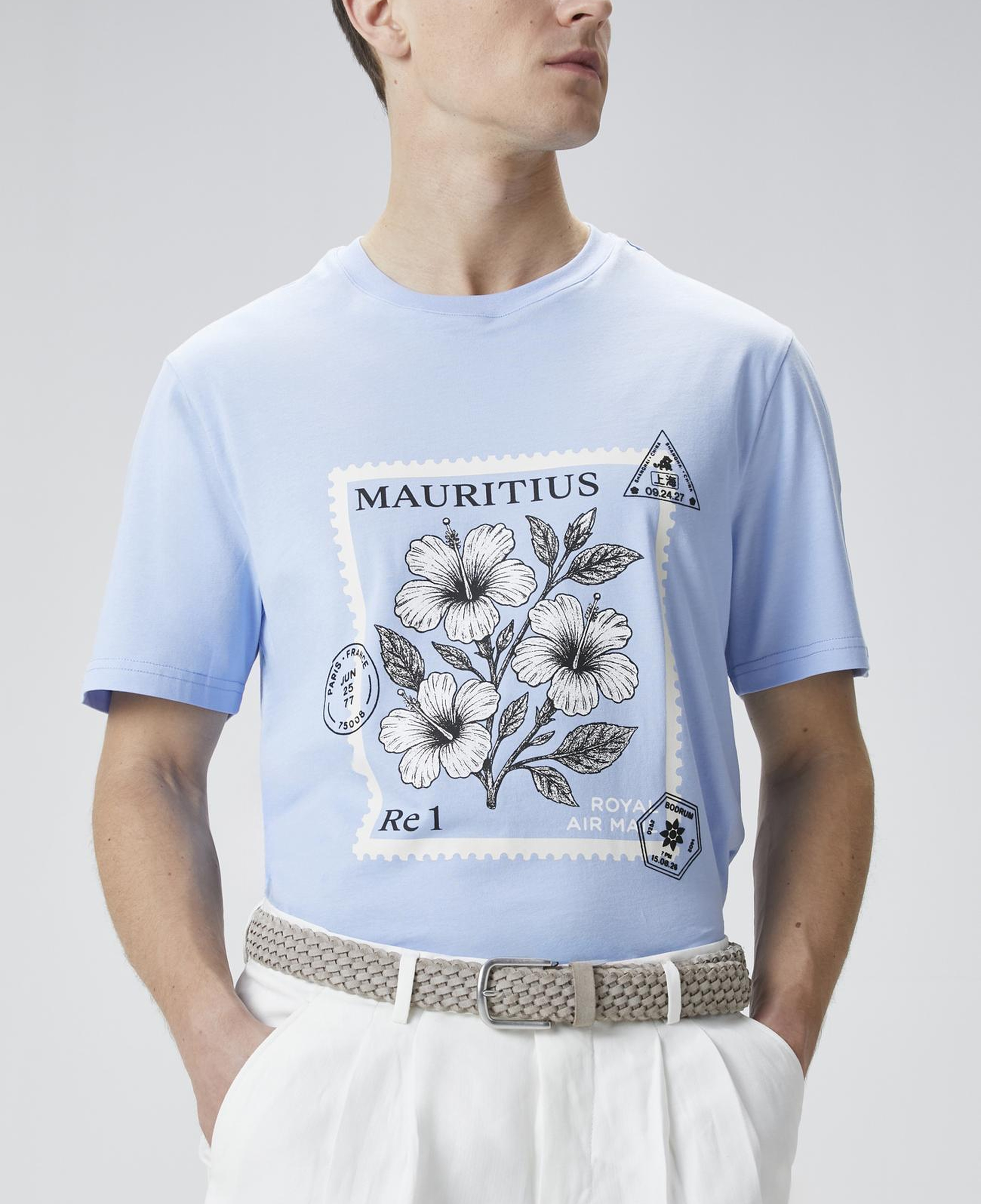 Network Erkek Mavi Baskılı T-shirt