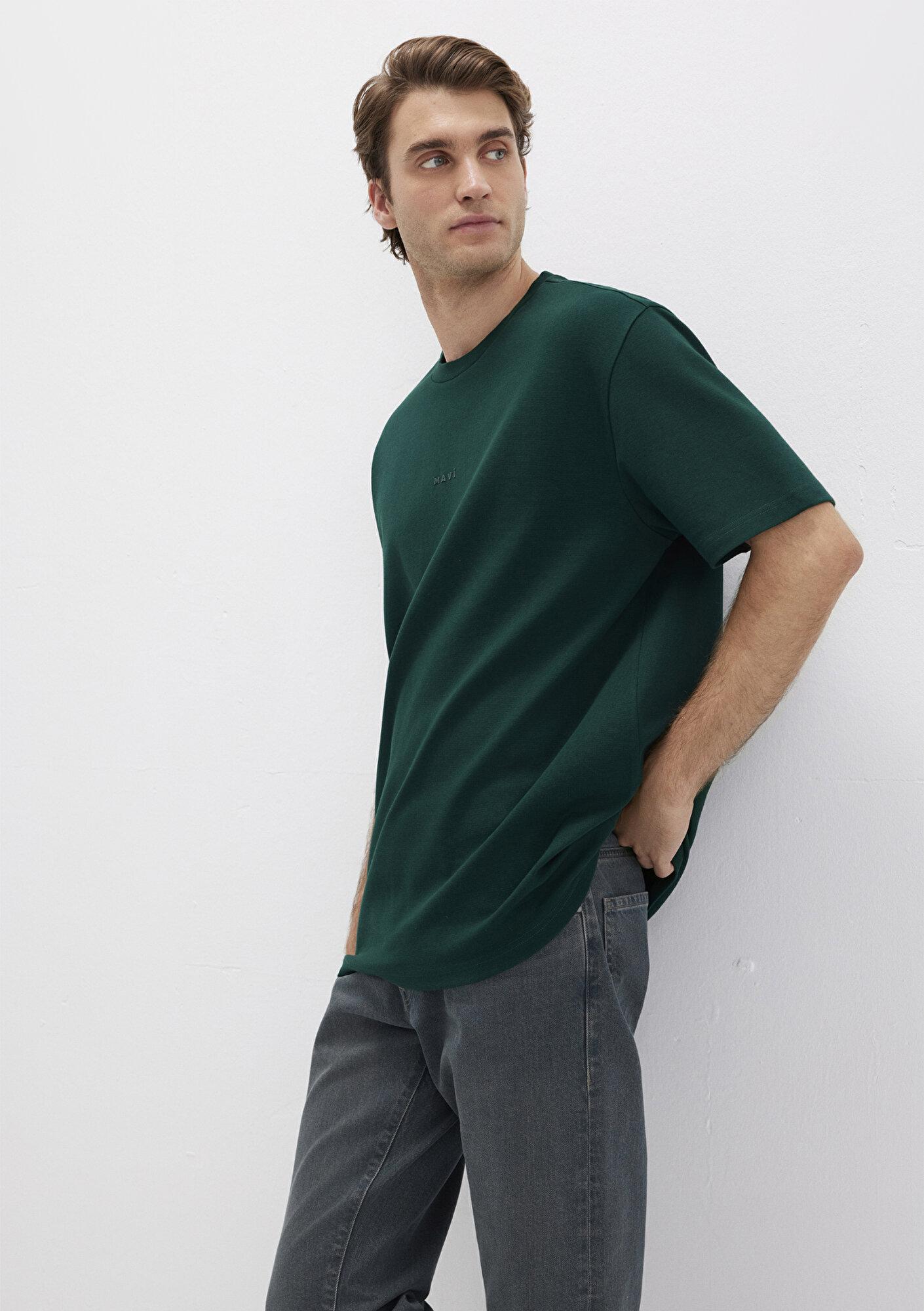 Mavi Mavi Logo Baskılı Yeşil Tişört Loose Fit / Bol Rahat Kesim 0613250-71929