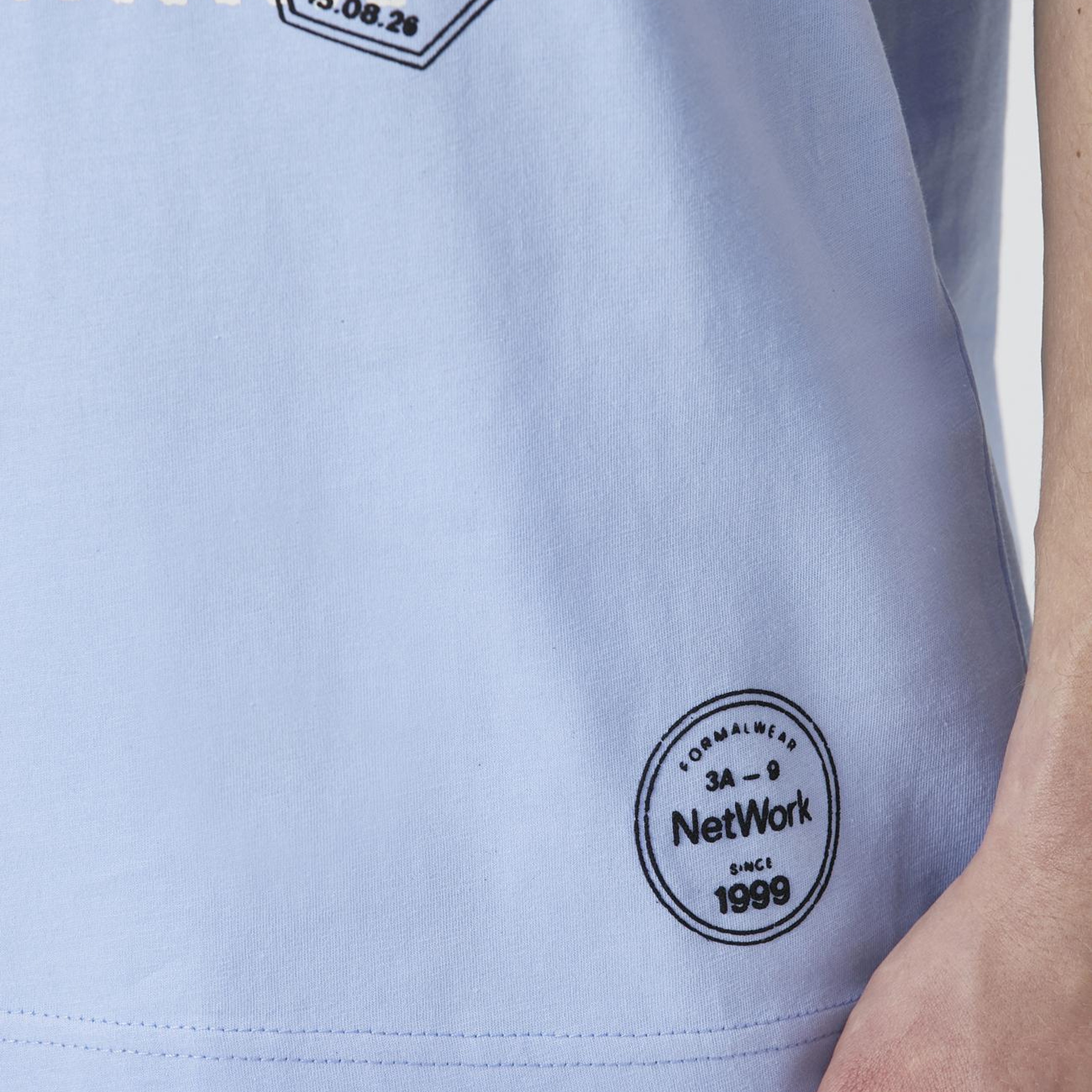 Network Erkek Mavi Baskılı T-shirt