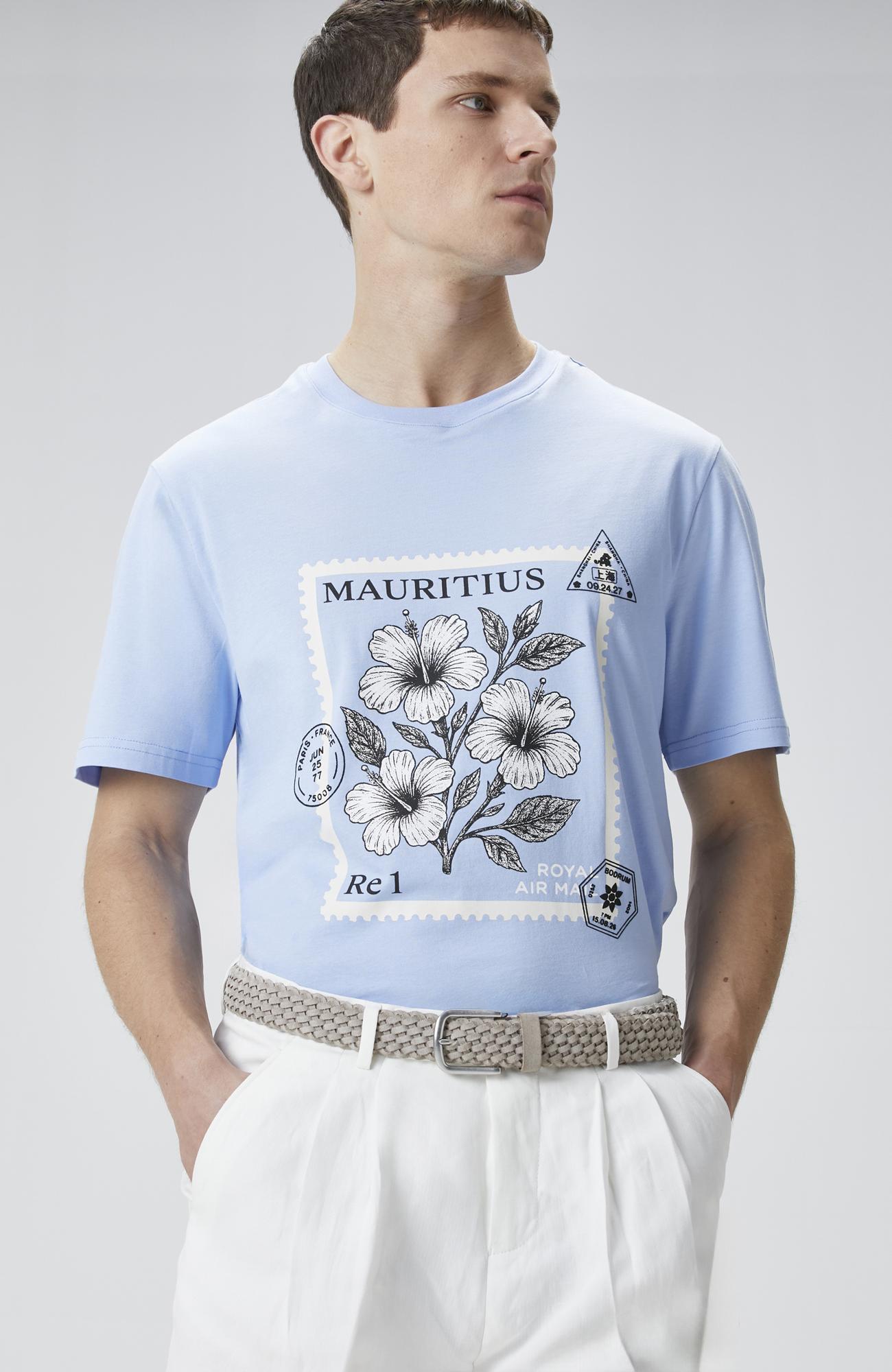 Network Erkek Mavi Baskılı T-shirt