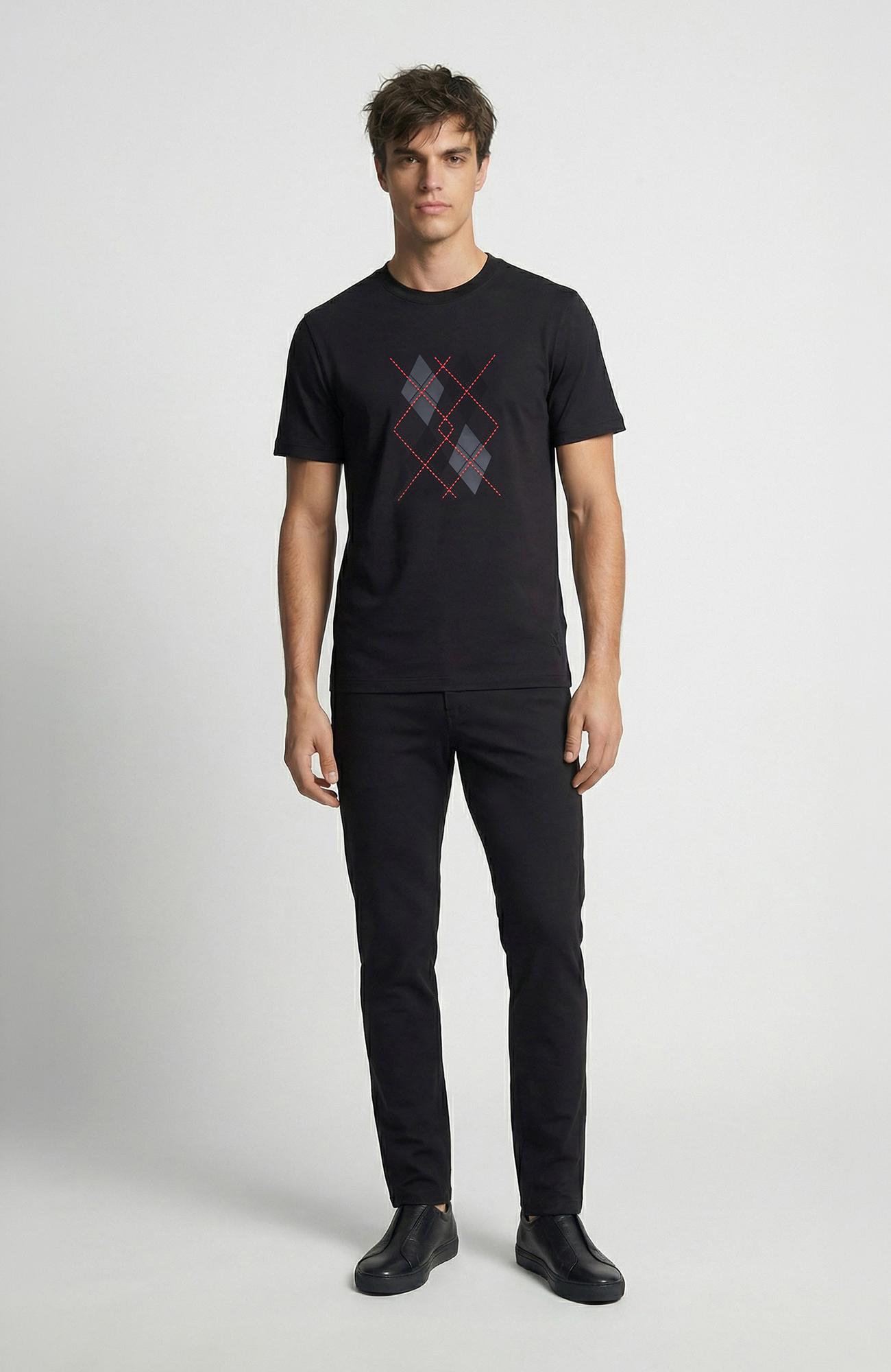 Network Erkek Siyah Nakışlı T-shirt