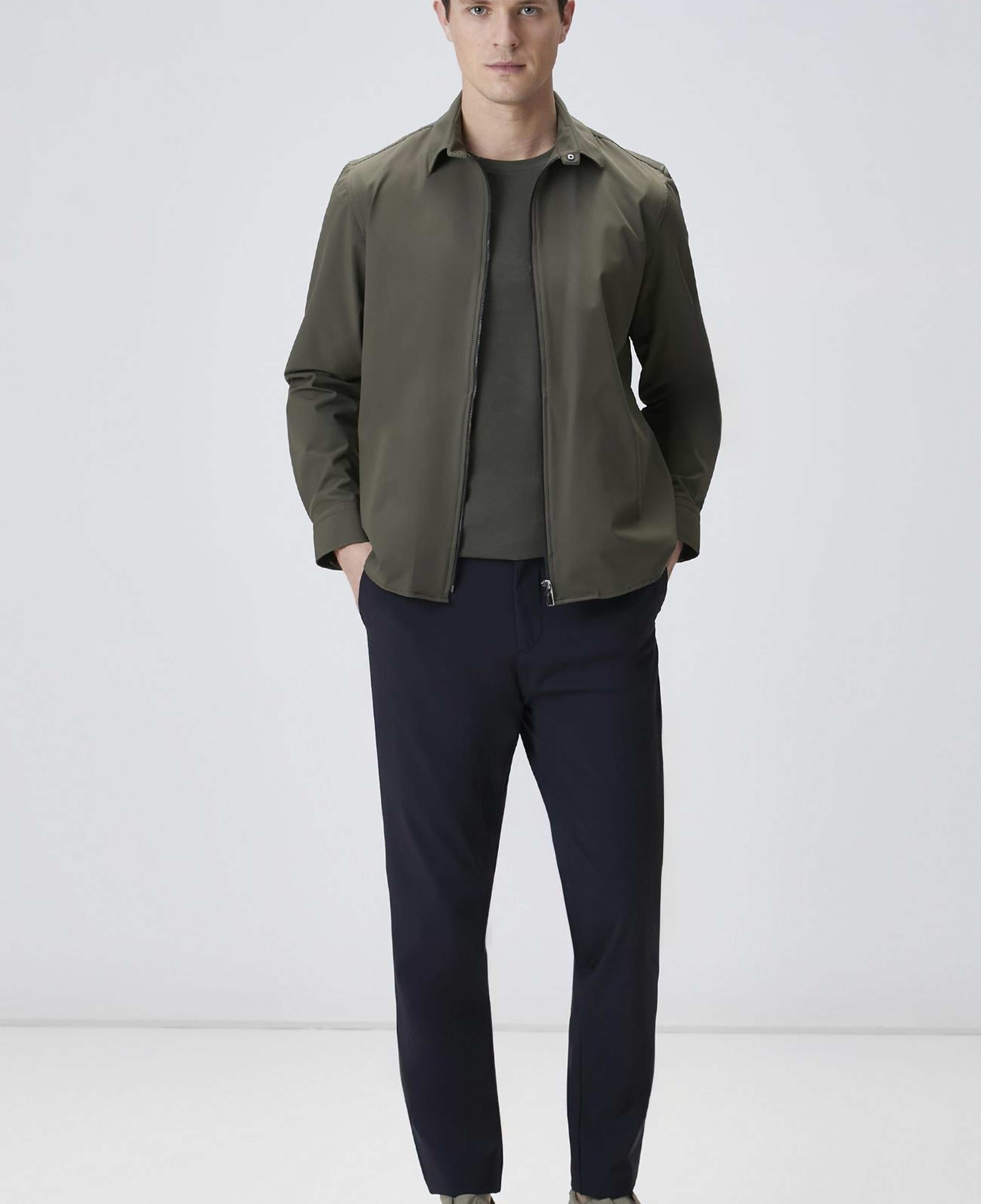 Network Erkek Haki Slim Fit Cep Detaylı Dış Gömlek
