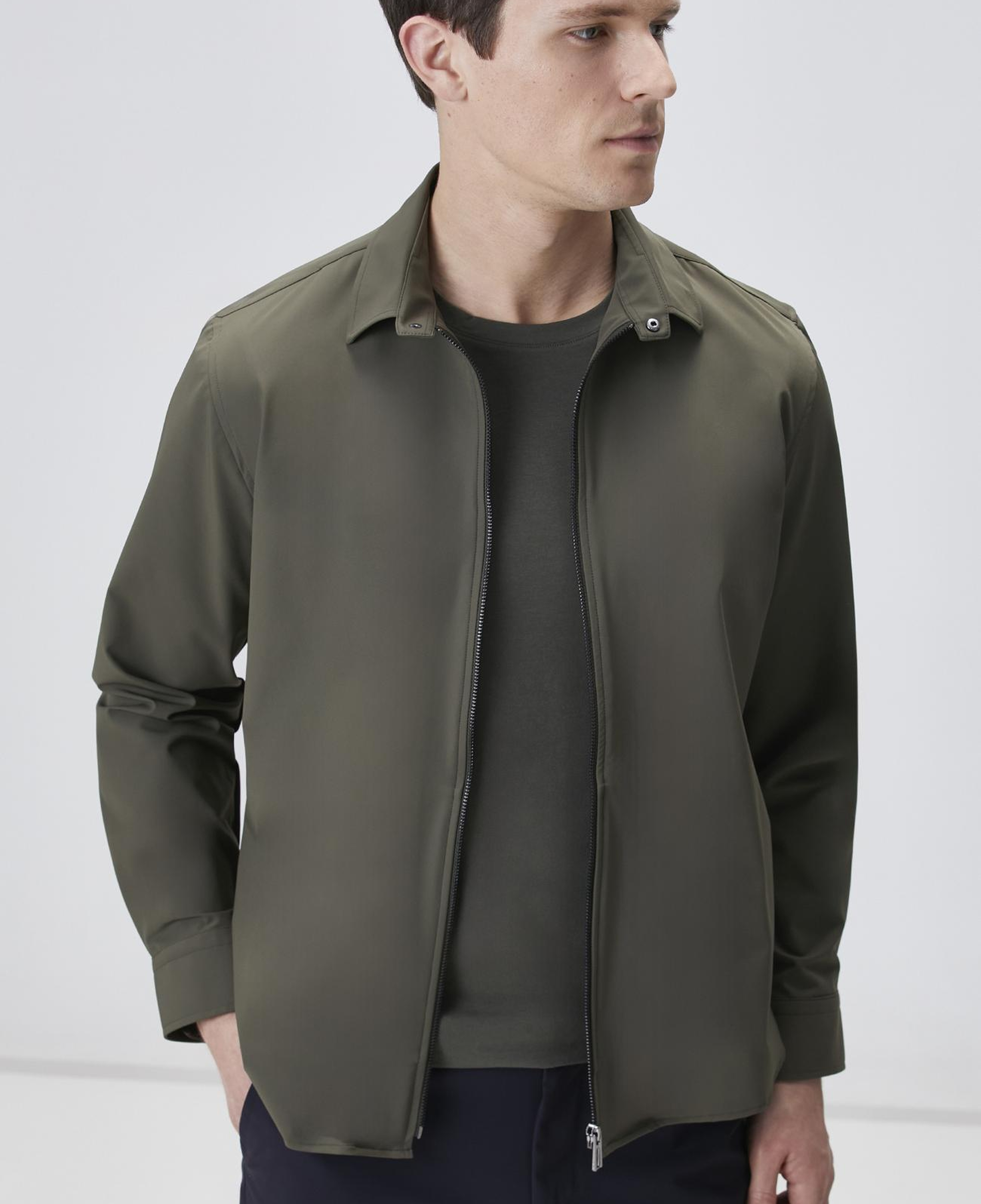 Network Erkek Haki Slim Fit Cep Detaylı Dış Gömlek