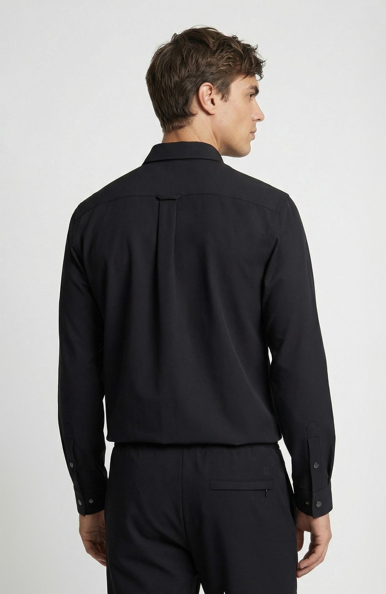 Network Erkek Siyah Slim Fit Cep Detaylı Dış Gömlek