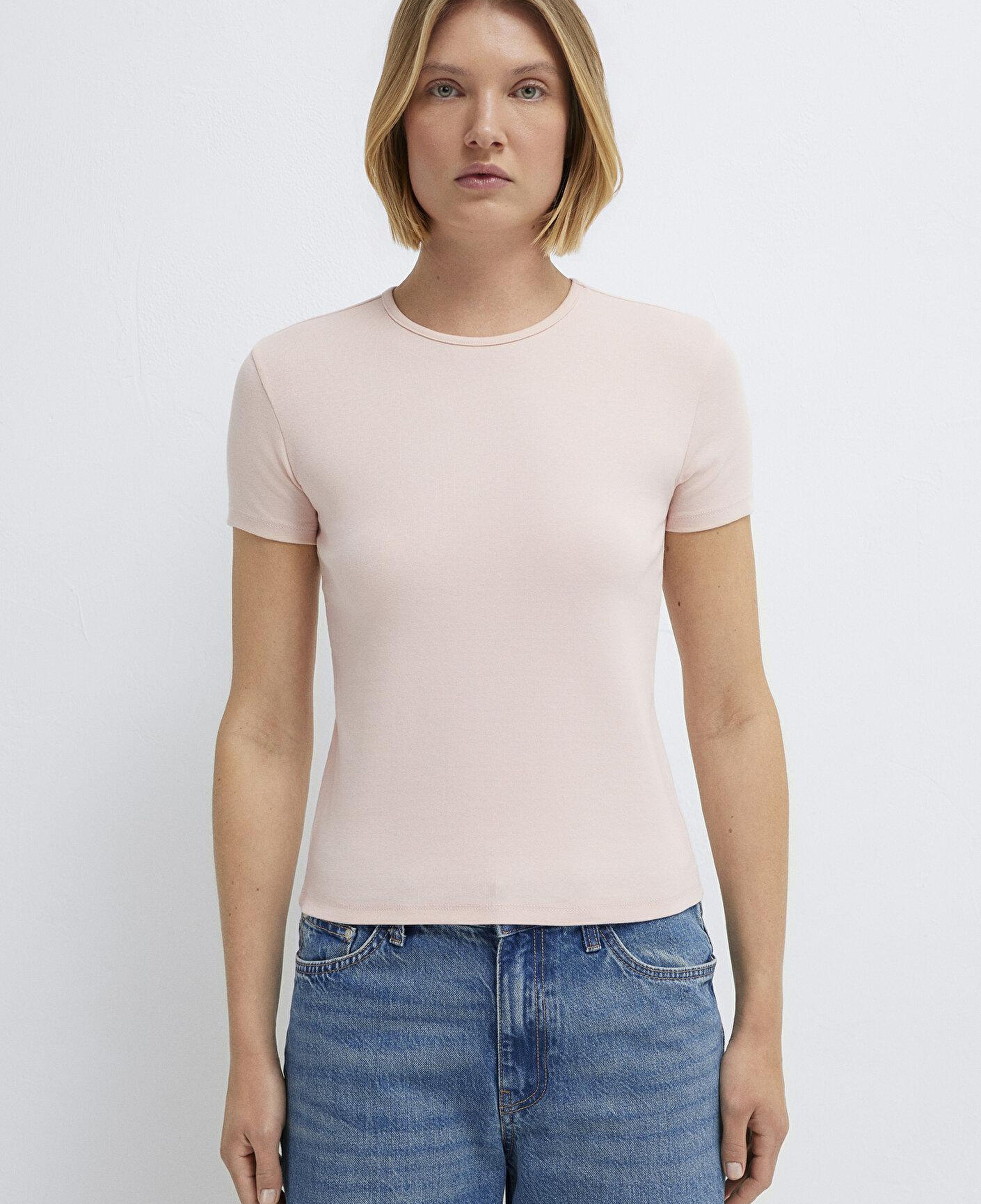 Mavi Pembe Basic Tişört Fitted / Vücuda Oturan Kesim 1613811-71151